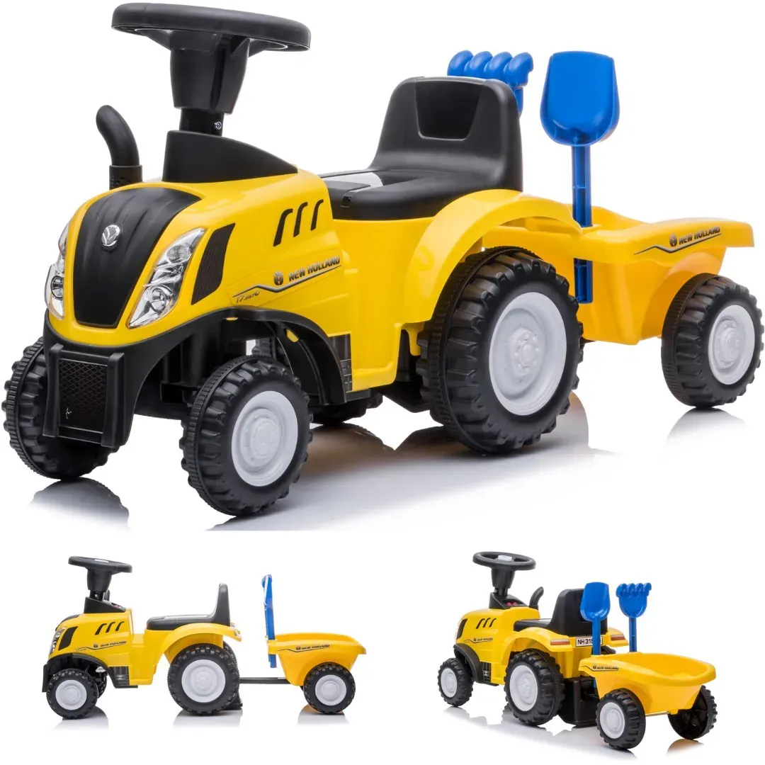 dječji traktor guralica s prikolicom new holland žuti - slika 2
