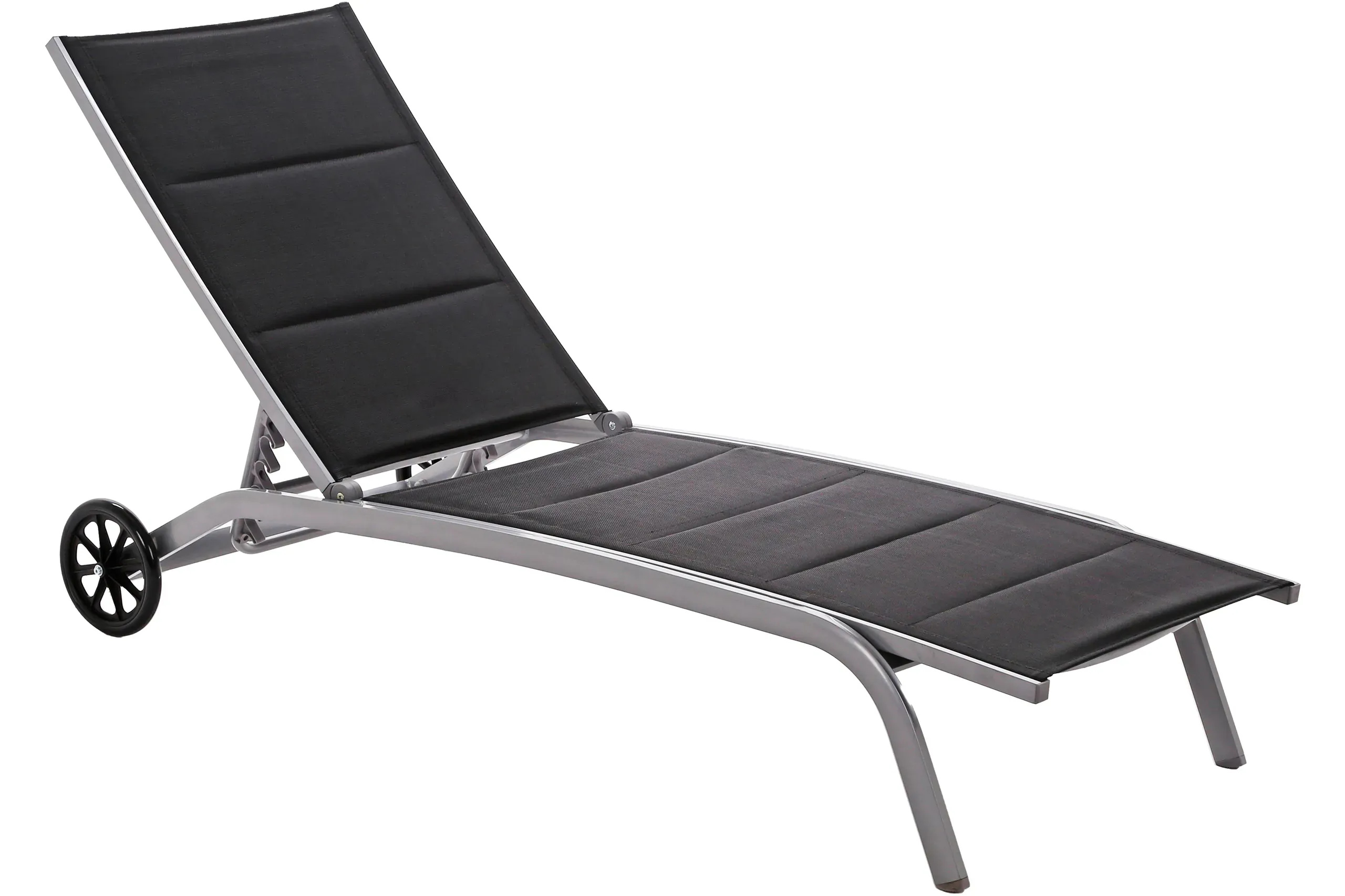 elegantna aluminijska vrtna ležaljka ibiza srebrna/crna - slika 2