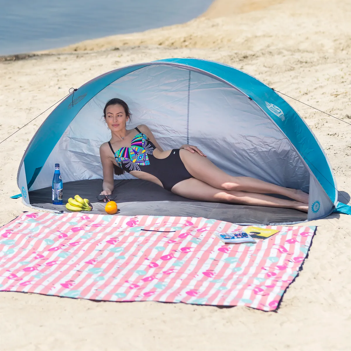 tirkizno-sivi šator za plažu nils camp - slika 5