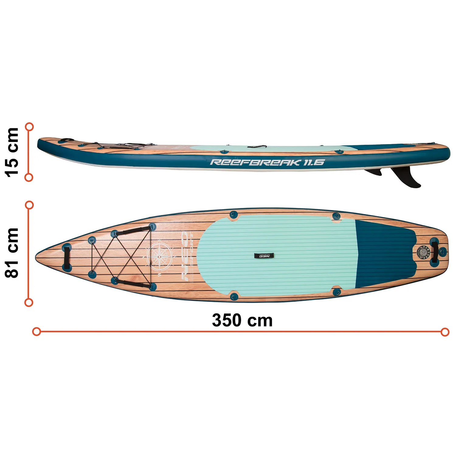reefbreak sup daska 350 x 81 x 15 cm neo-sport 170304 - slika 6