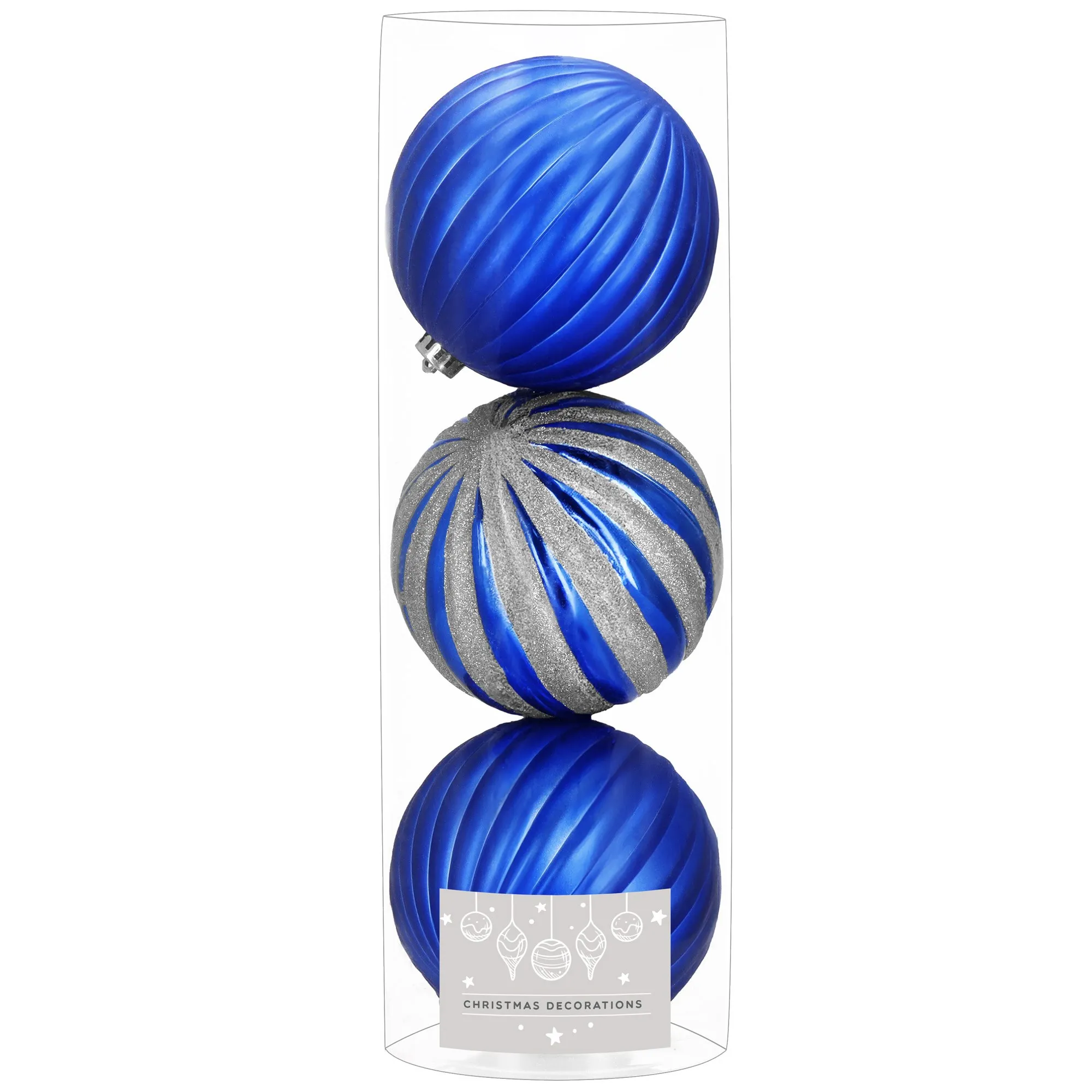 božićne kuglice 15 cm – set 3 komada plava, bijela - slika 7