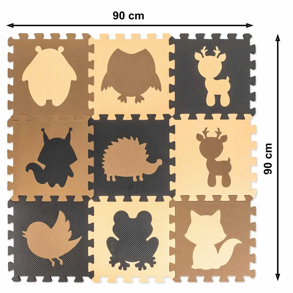 pjenasta puzzle podloga za igru 9kom. smeđe životinje 85x85x1cm - slika 7