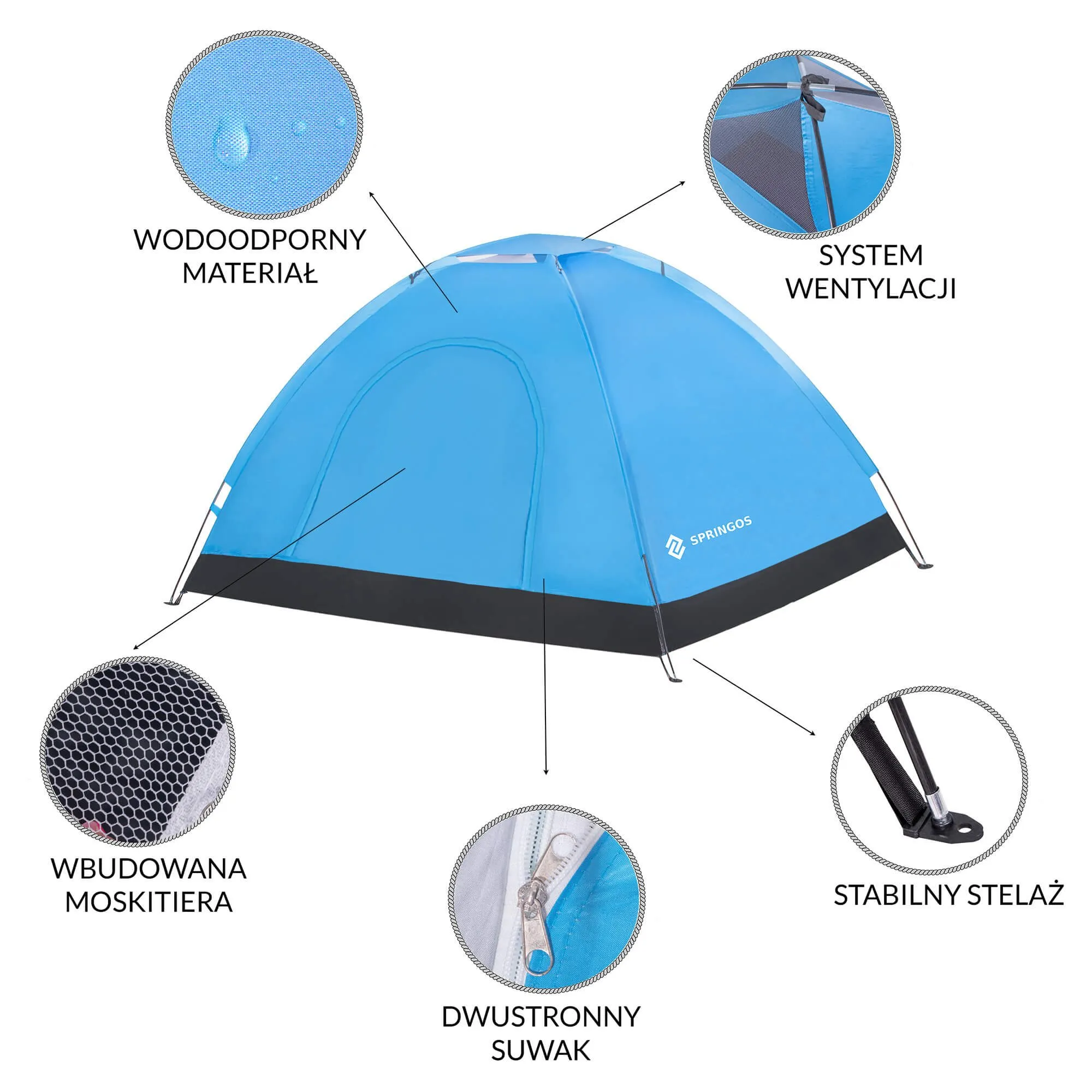 šator za kampiranje s oprugama 200 x 150 cm - slika 10