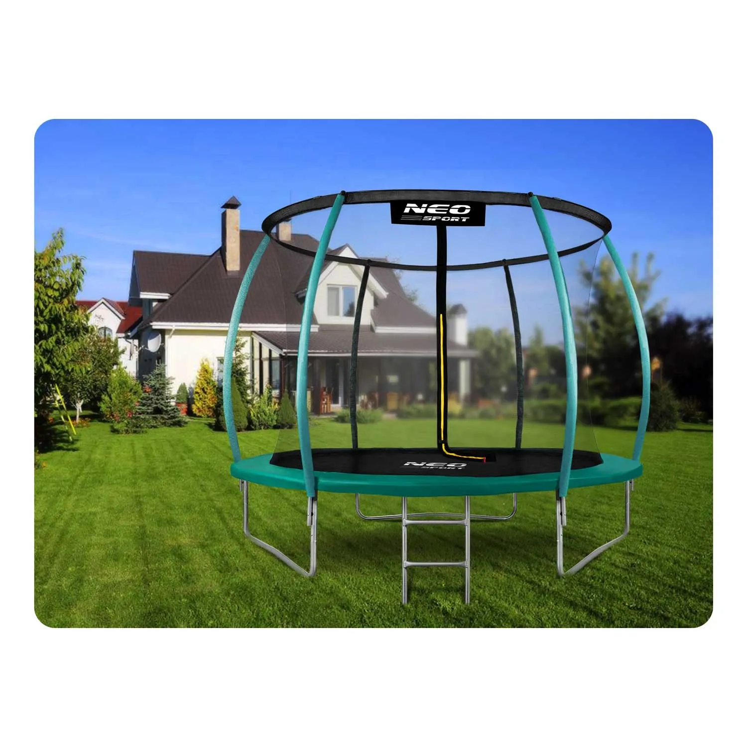 neo-sport profilirani vrtni trampolin 312 cm (10 ft) s unutarnjom mrežom, tirkizni - slika 3