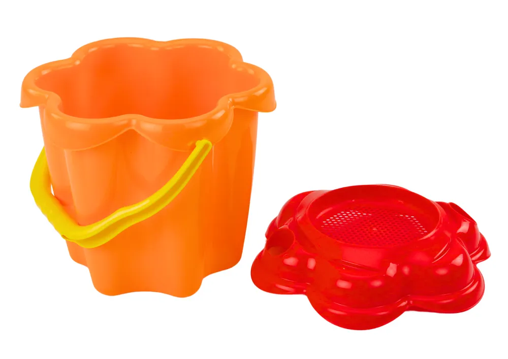 set pijeska, kanta, mlin, cjedilo, kalupi, 9 šarenih - slika 3