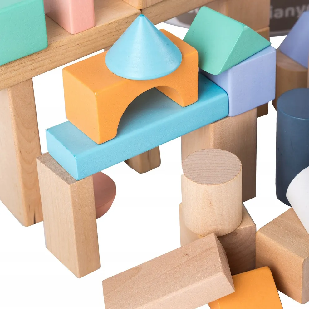 ecotoys drvene kocke grad u kantici 100 komada - slika 9