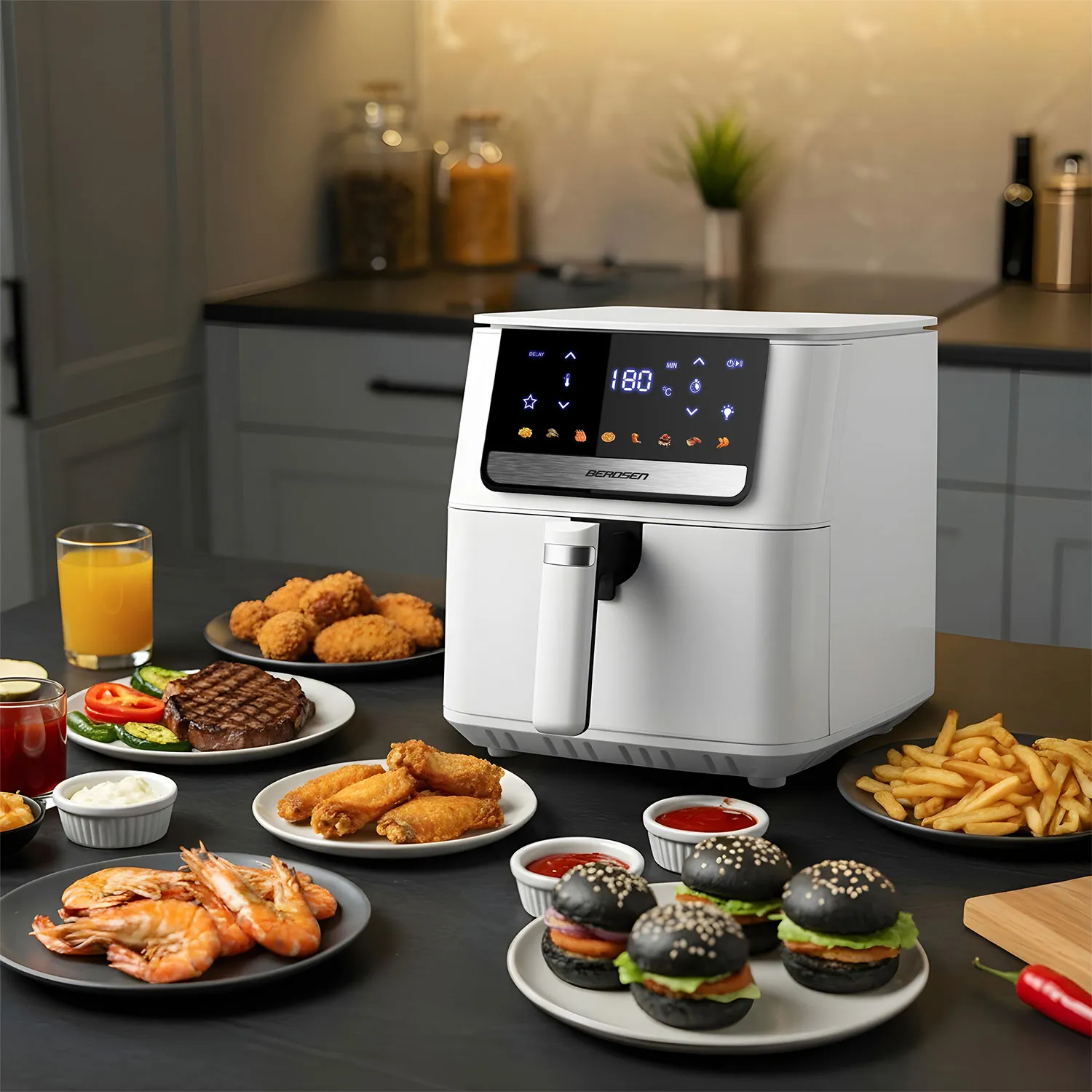 berdsen digitalna friteza na vrući zrak 1700 w, 6,5 l, bijela - slika 8