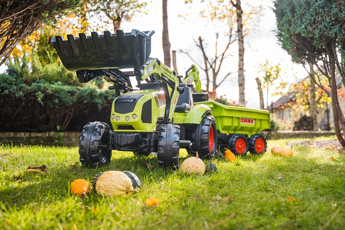 traktor na pedale falk claas sa prikolicom, žlicom i buldožerom 3 godine - slika 6