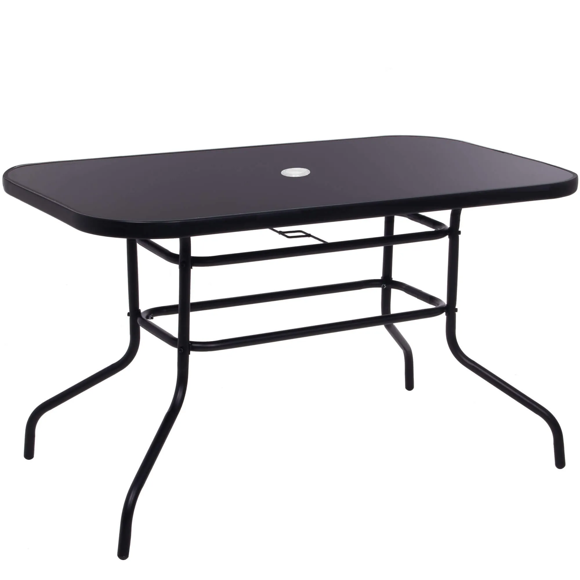 springos metalni vrtni stol 140x80 cm crni - slika 3
