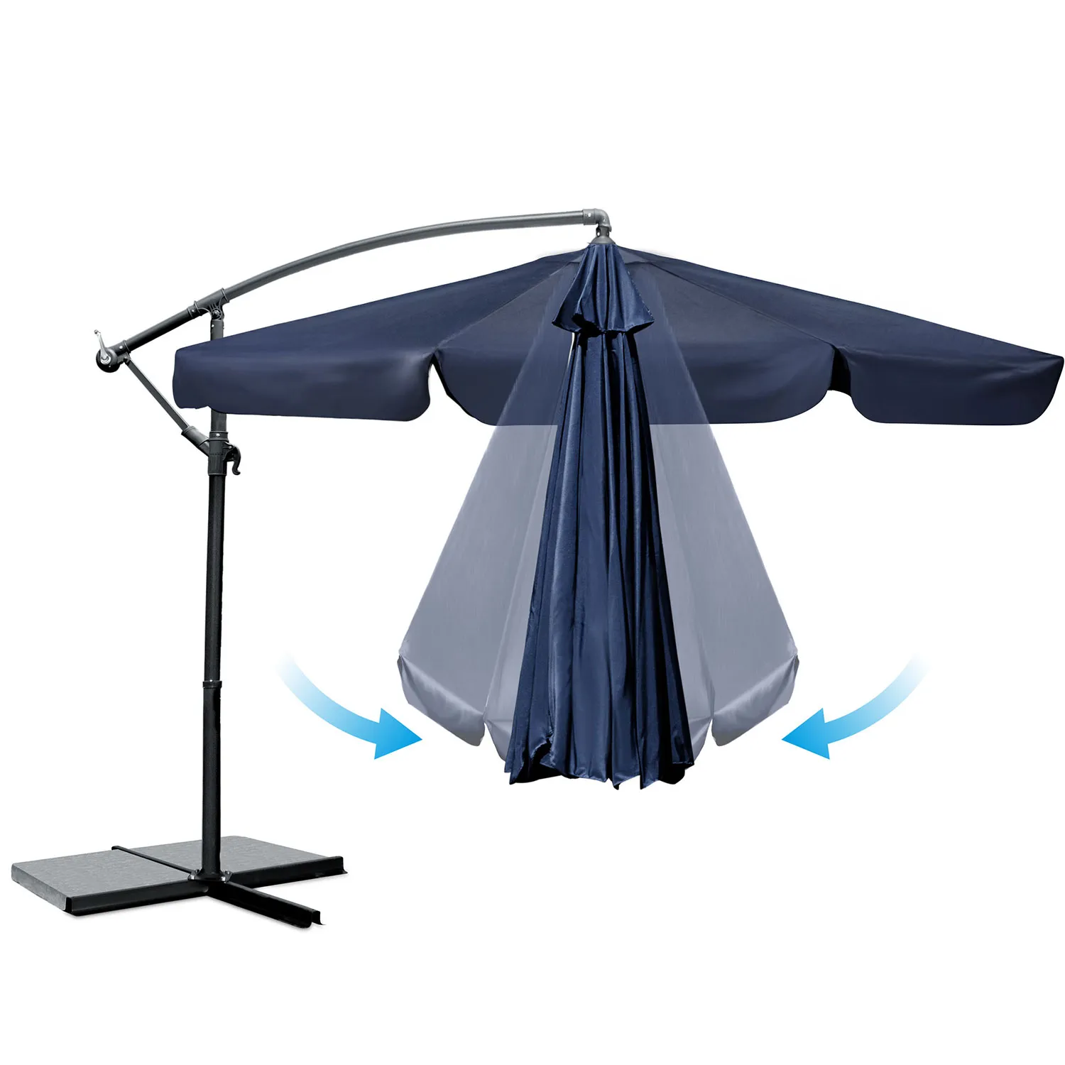 plonos pl-881 sklopivi vrtni suncobran 8-segmentni 350 cm s pokrivačem - slika 5