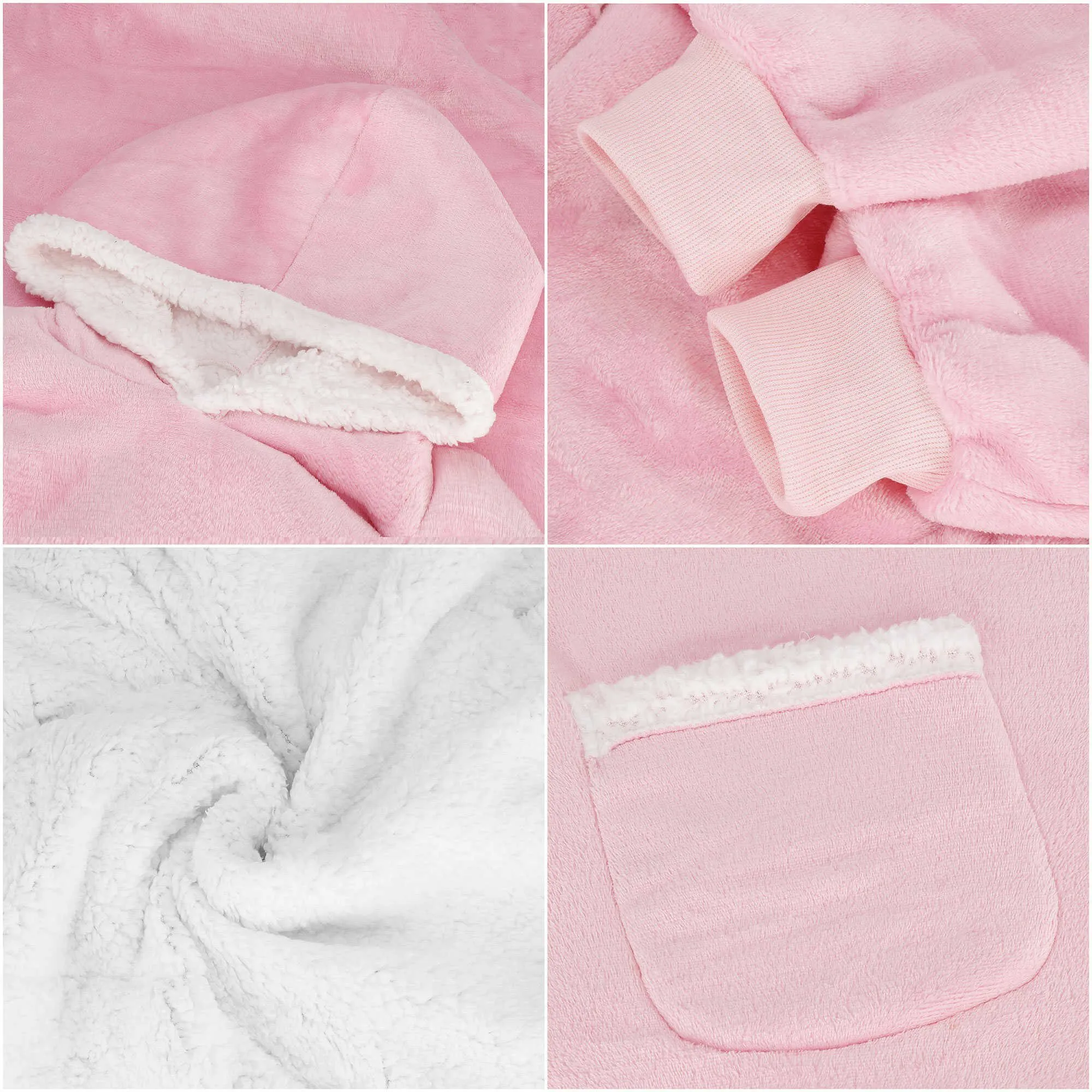 oversized deka s kapuljačom roza - slika 12