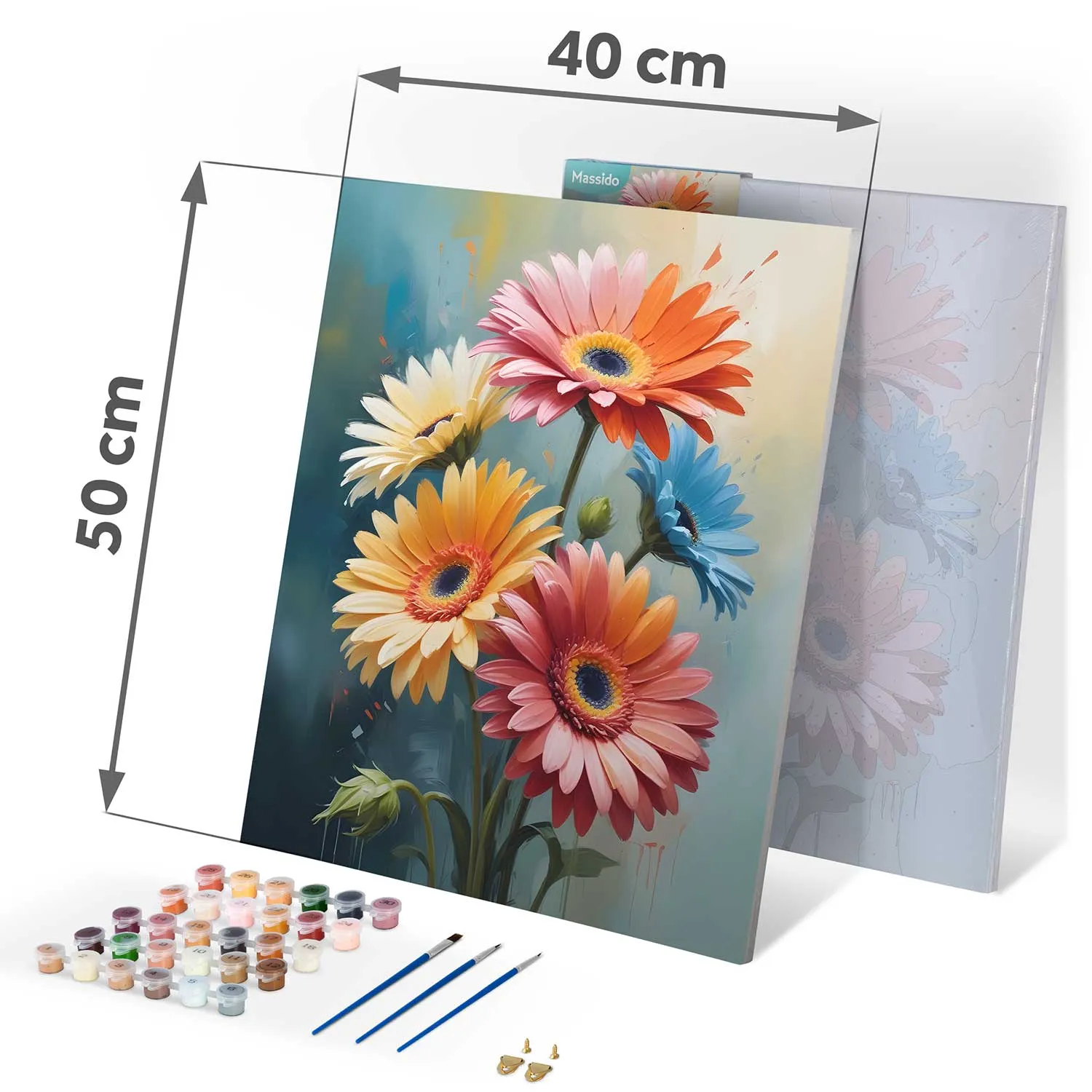 massido platno s temeljnom bojom i uzorkom na okviriću 40x50 cm cvijeće - slika 5