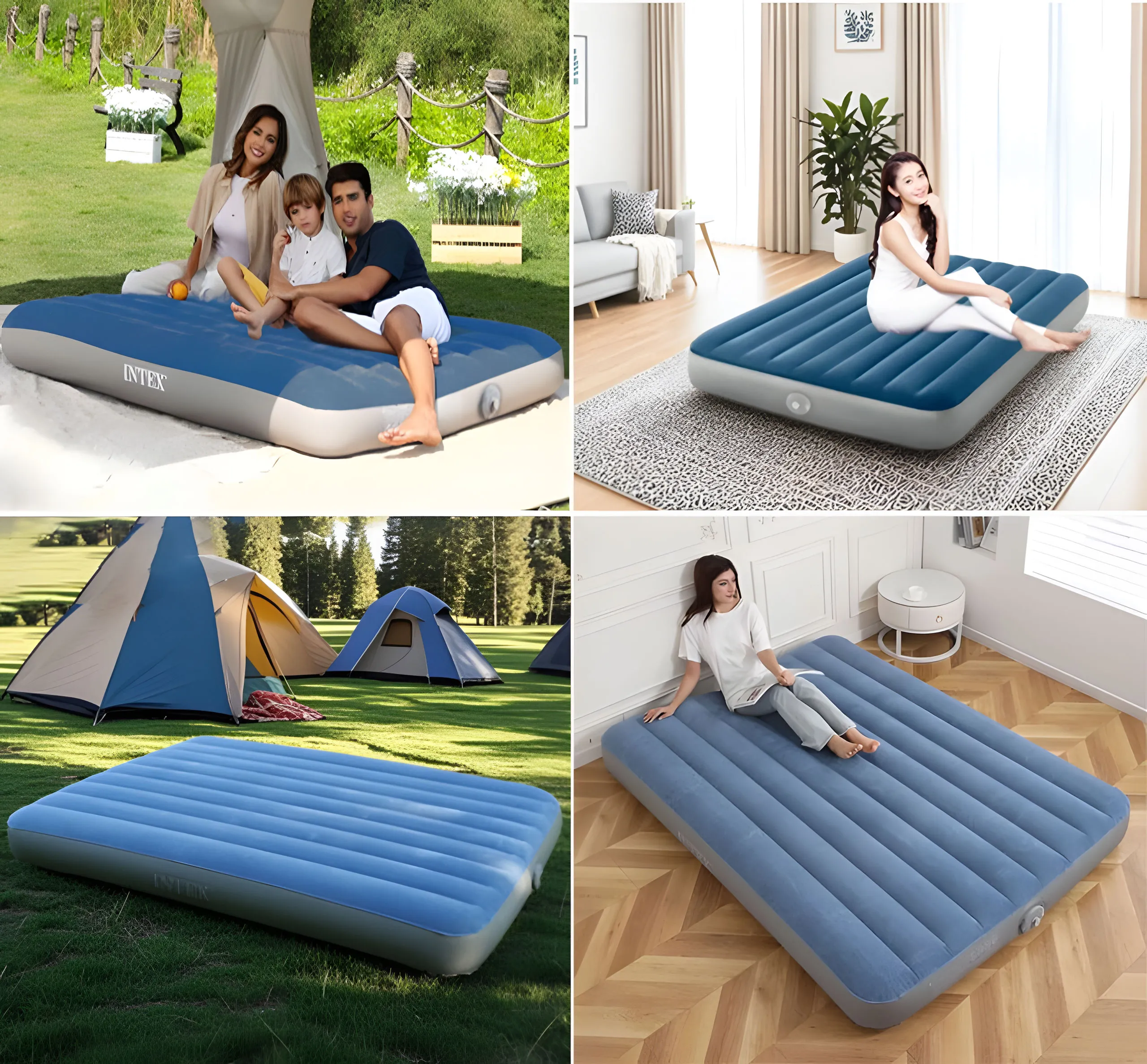 intex dvostruki zračni madrac 203 × 152 × 25 cm s ugrađenom električnom pumpom - slika 3