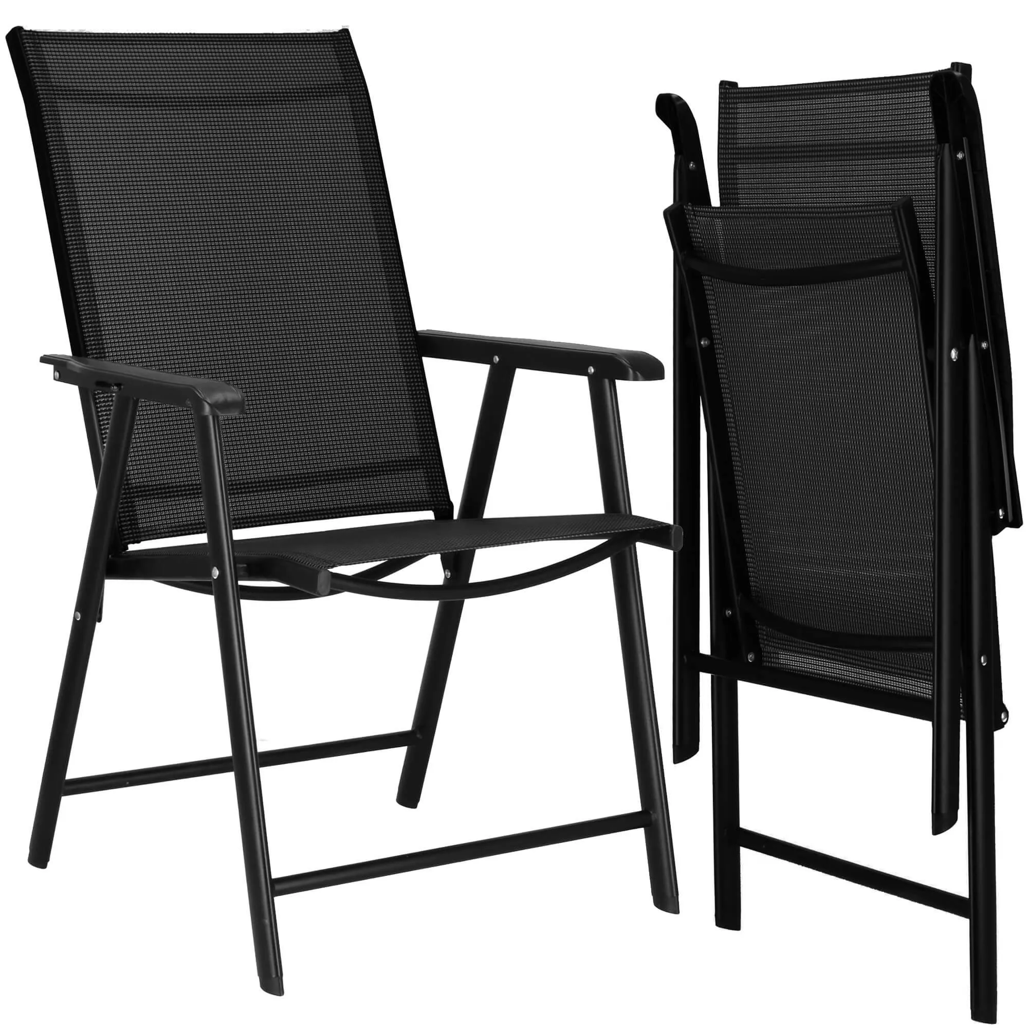 sklopiva metalna vrtna stolica,crna 56 x 64 x 94 cm - slika 10