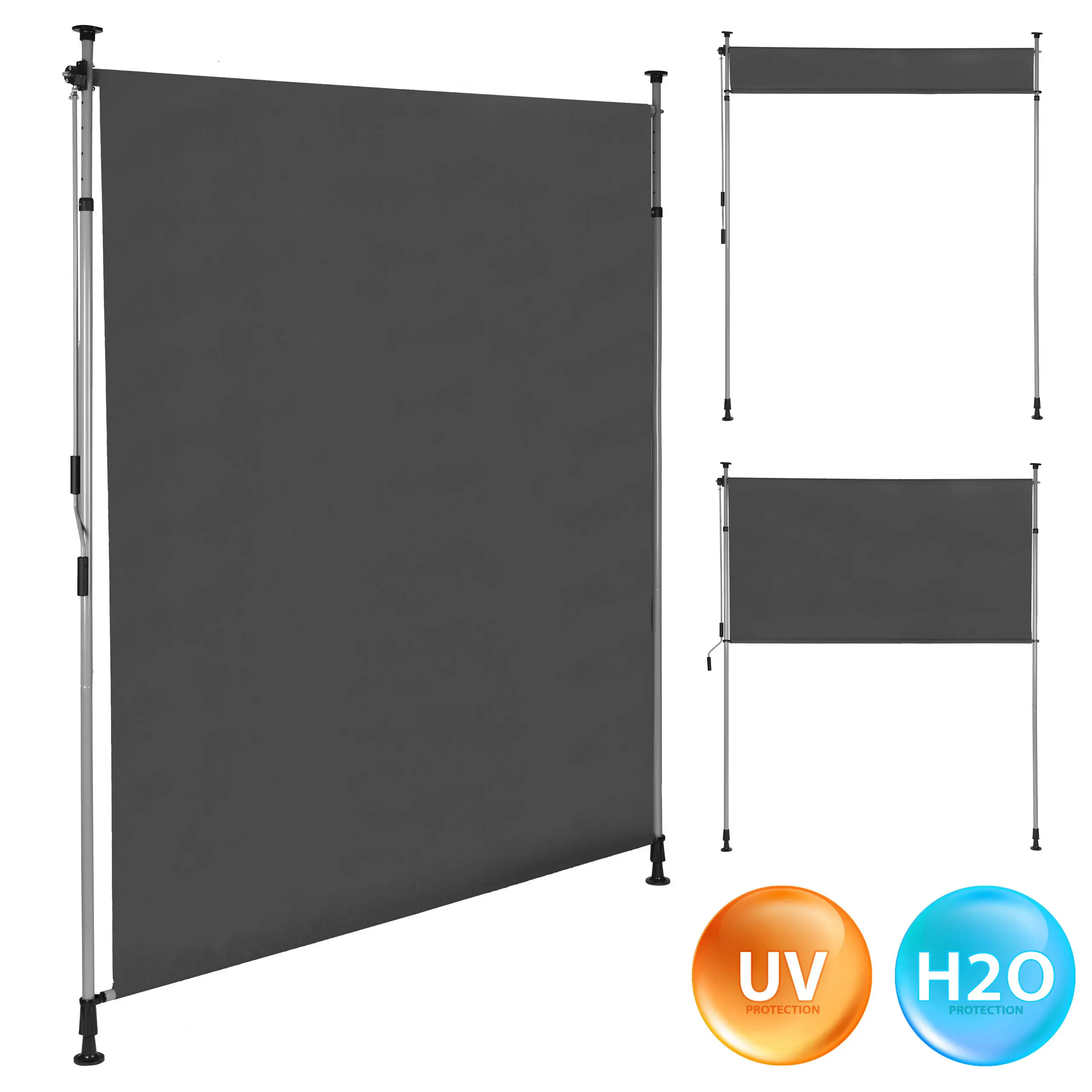 multigarden zatezna uvlačna tenda s ručicom, podesiva po visini, antracit - slika 2