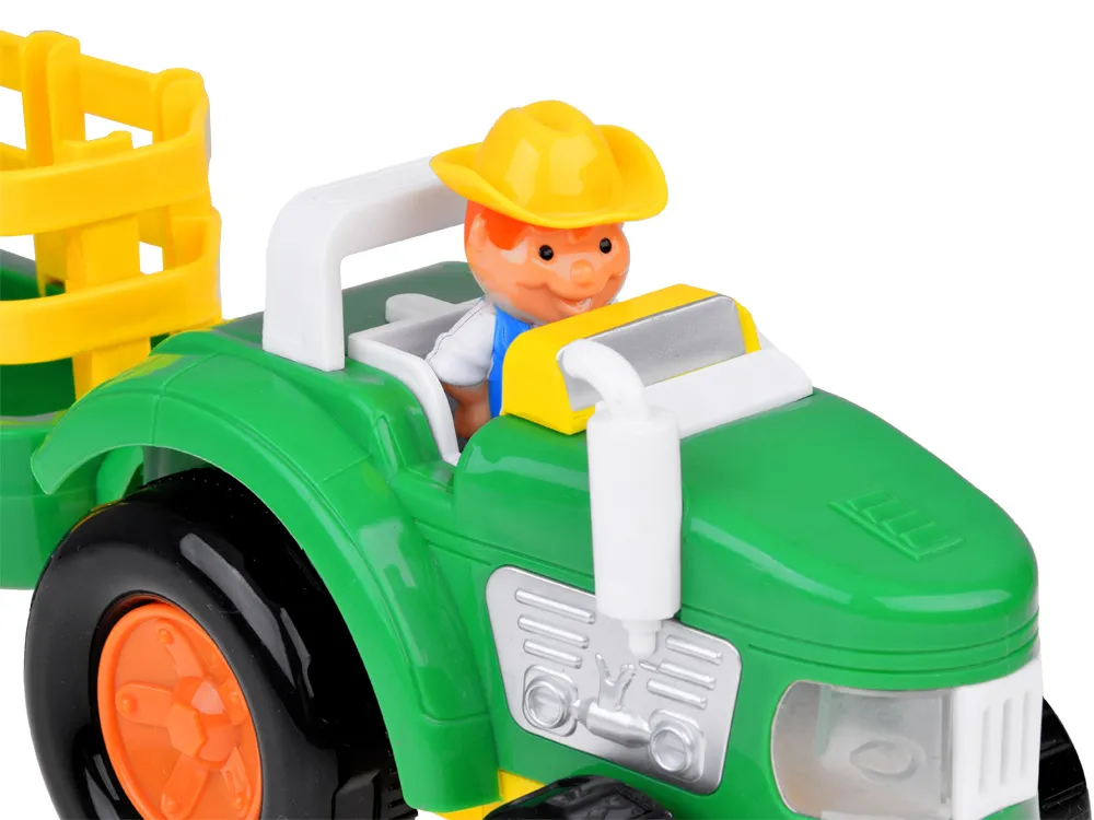 traktor s prikolicom, farmer i set životinja - slika 7