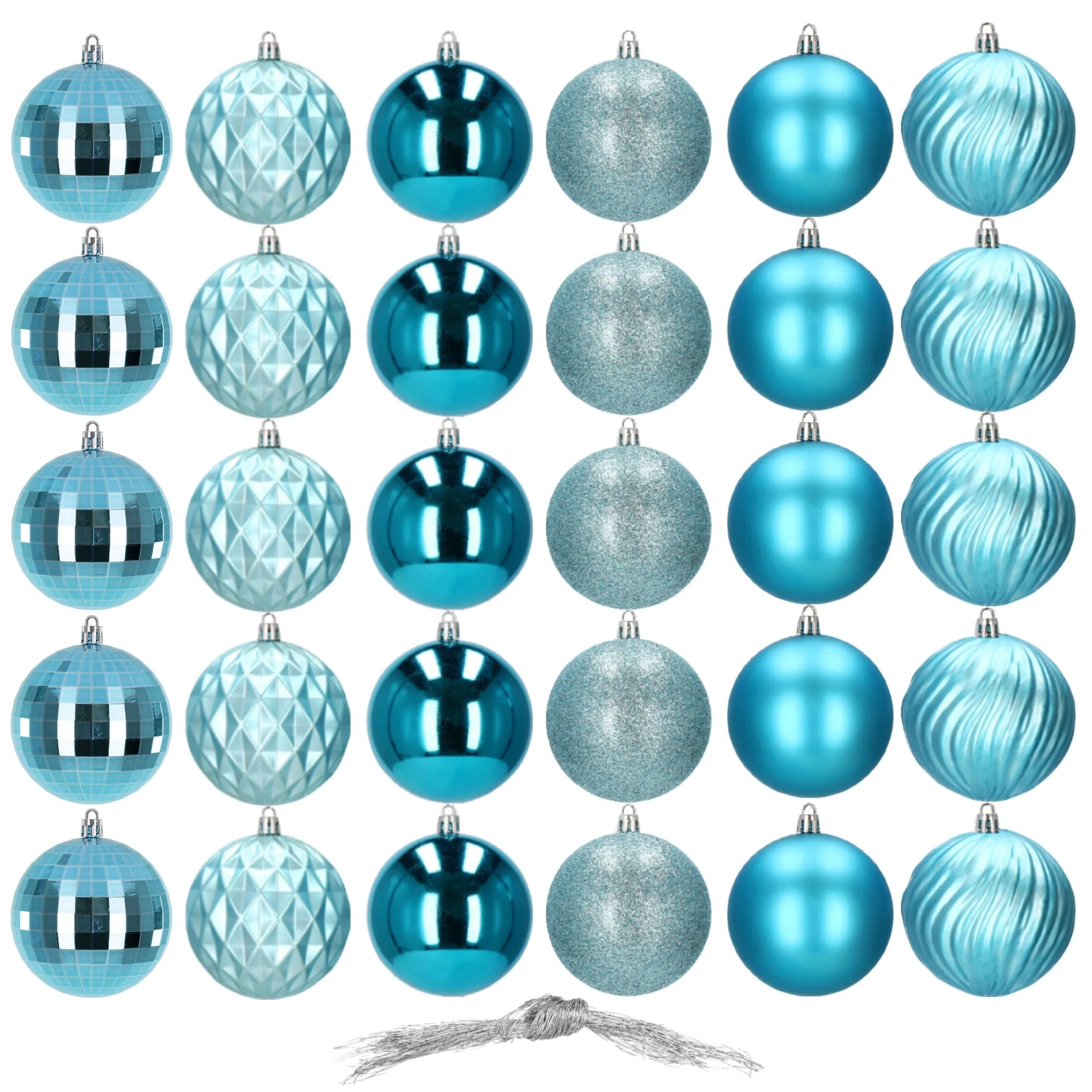 božićne kuglice 8 cm – set od 30 komada, nijanse plave - slika 9