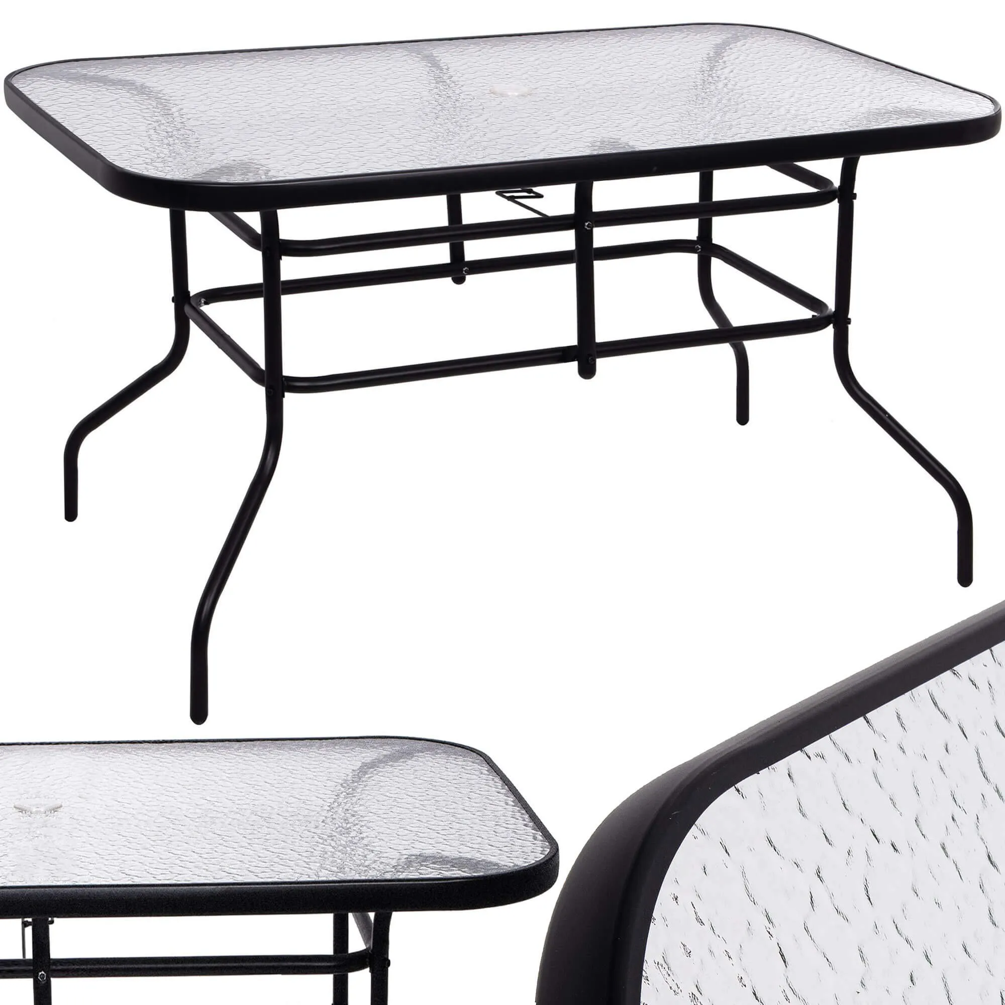 springos stakleni vrtni stol 120 x 70 x 70 cm crni - slika 4