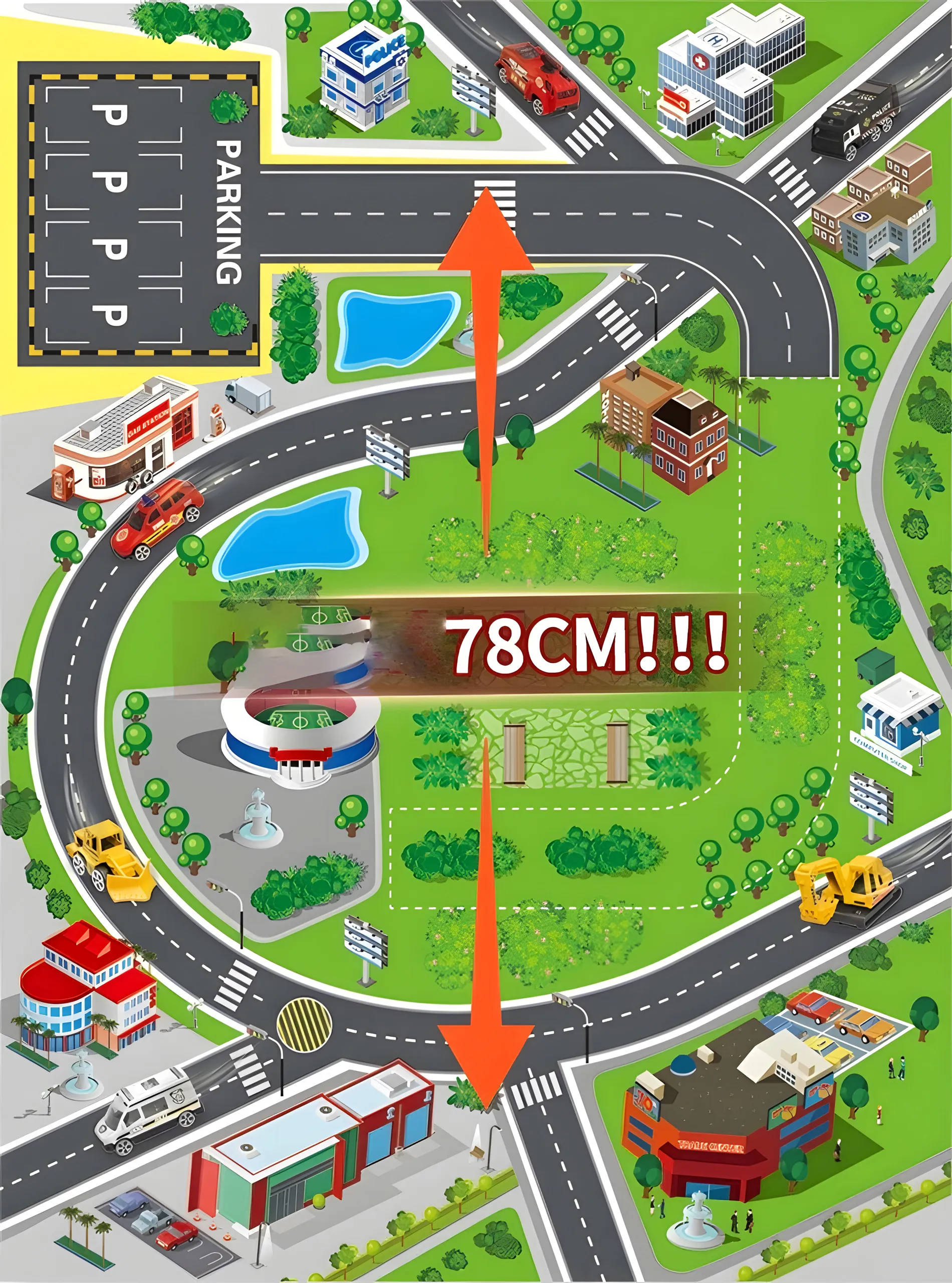 xxl vatrogasna garaža – 5 etaža + gradska podloga za igru, 82 komada - slika 3