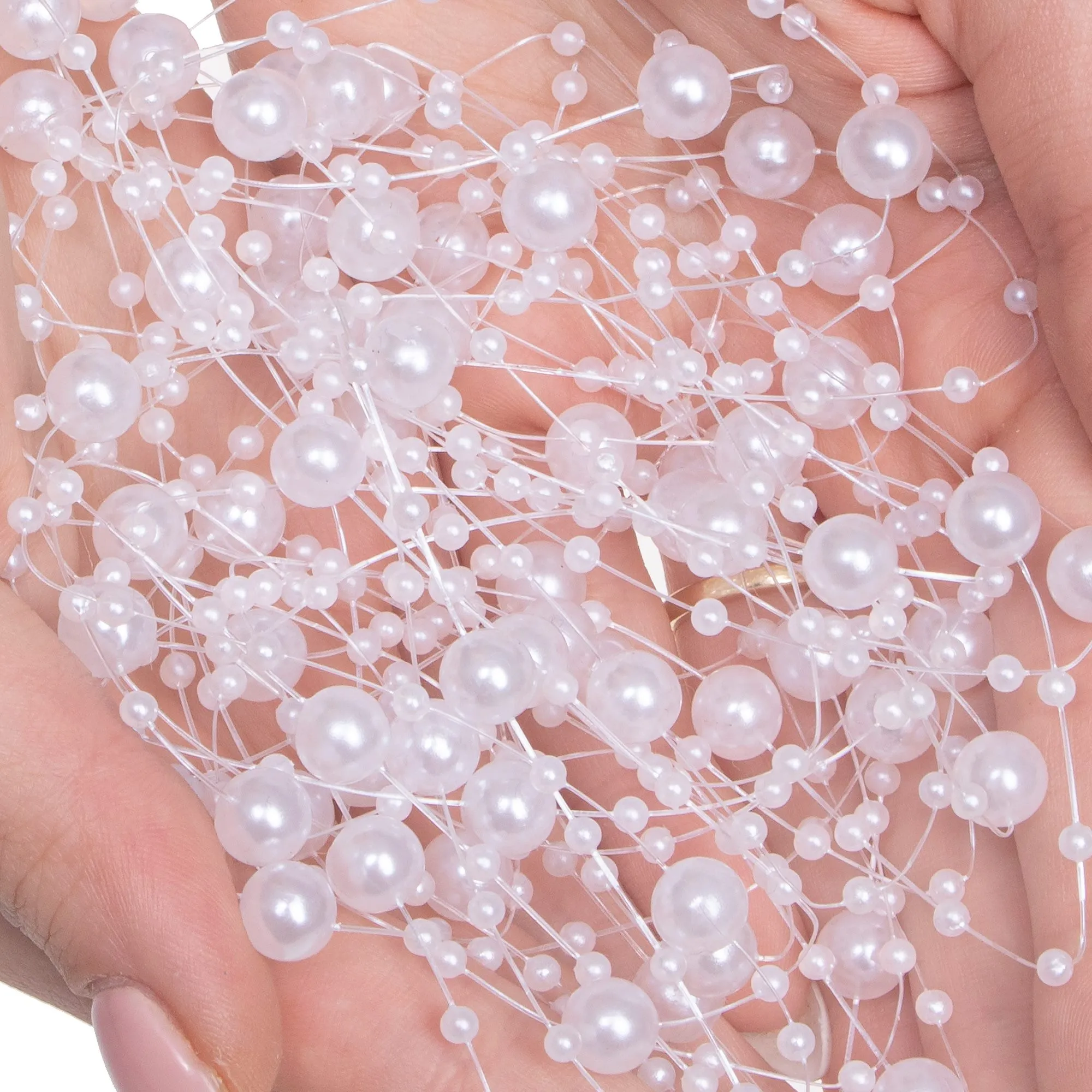 umjetni biseri 8+3 mm 5m bijeli - slika 5