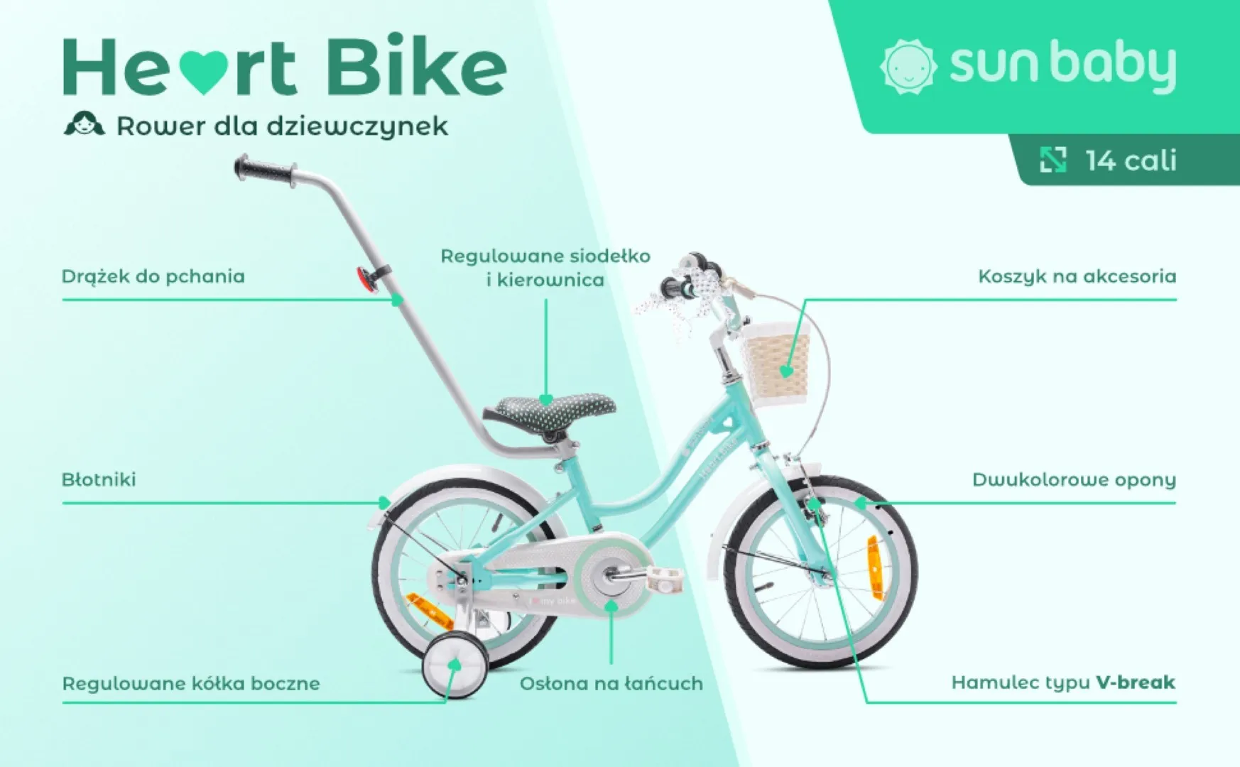 dječji bicikl 14" heart bike tirkizni - slika 8