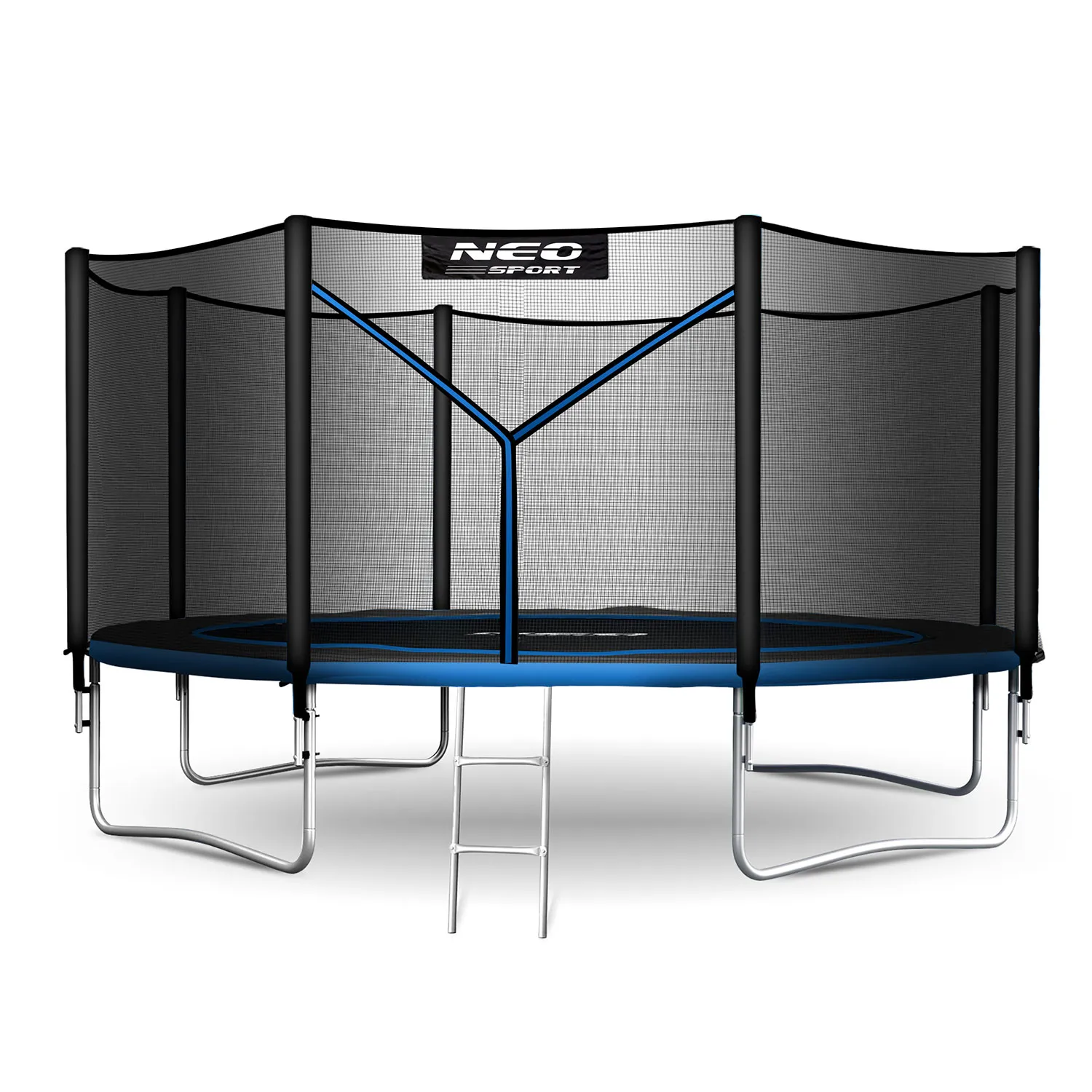 neo-sport vrtni trampolin 404 cm (13 ft) s vanjskom mrežom i ljestvama, plavi - slika 3