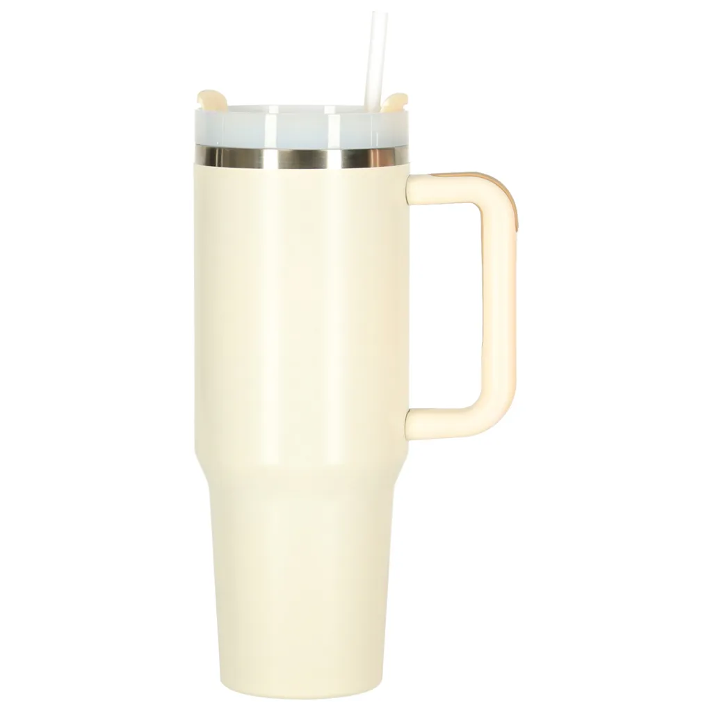 termo šalica s ručkom, termosica 1200 ml, boja krem - slika 3