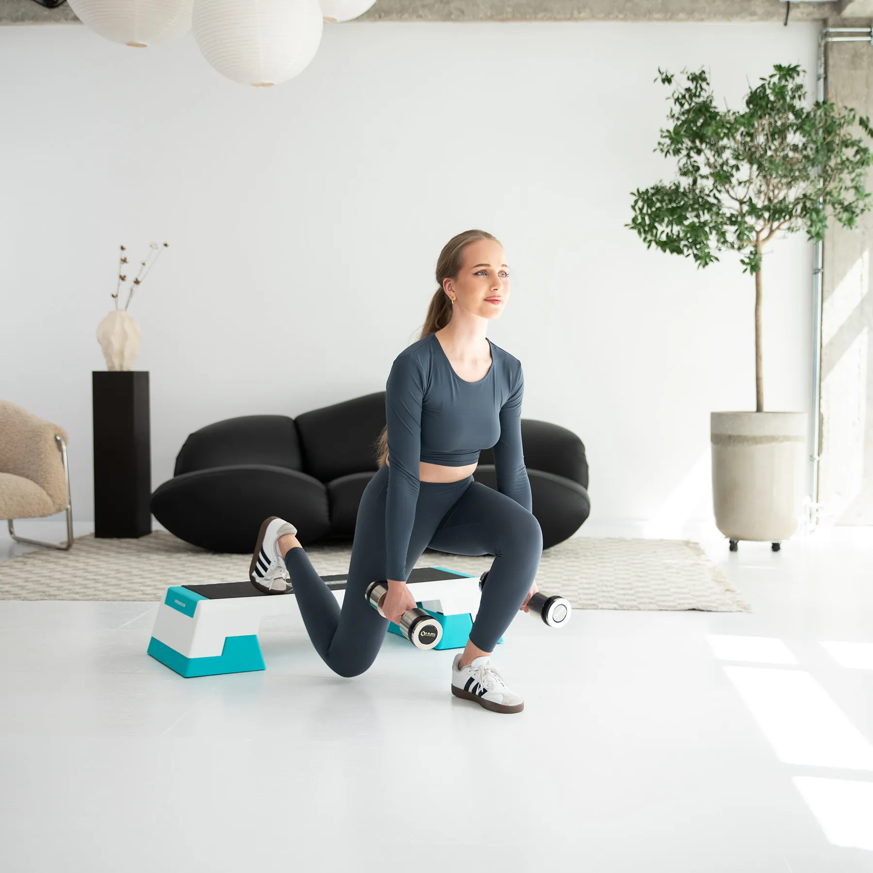 aerobik step hms premium, bijela/menta - slika 3