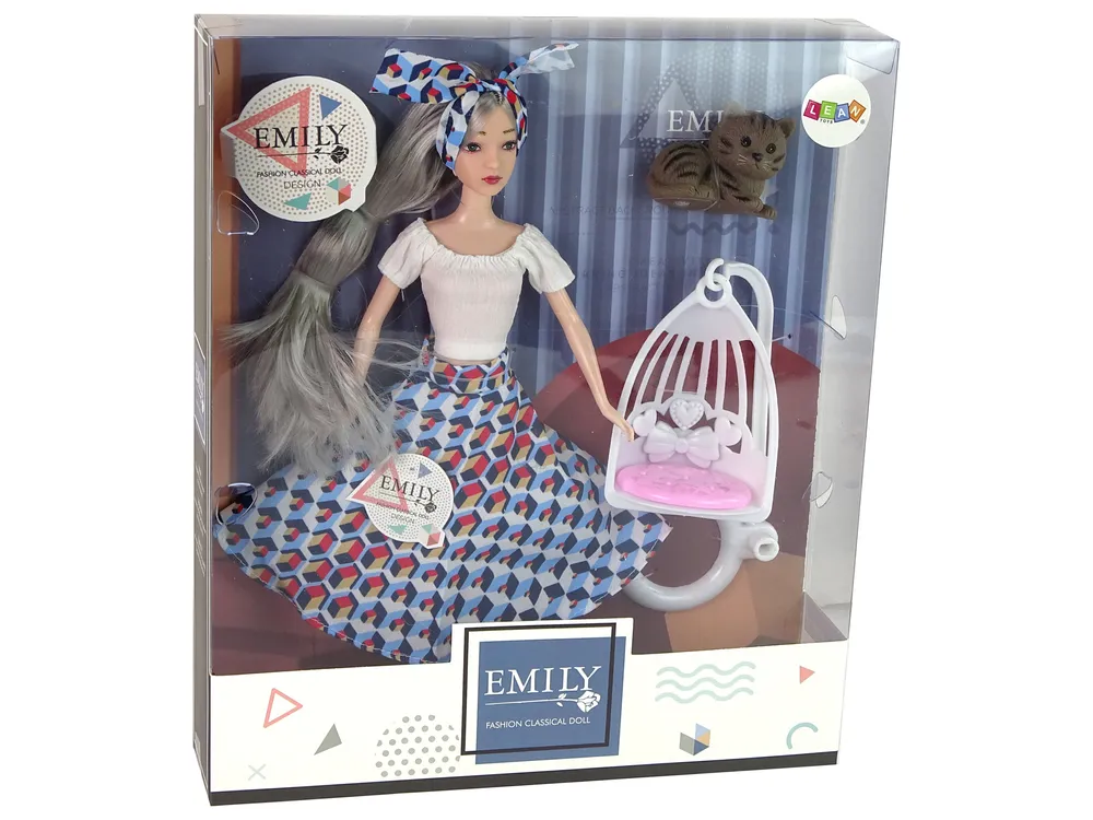 lutka emily sa sivom kosom, mačićom i ljuljačkom - slika 6