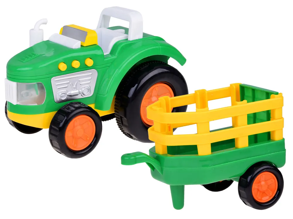 traktor s prikolicom, farmer i set životinja - slika 9