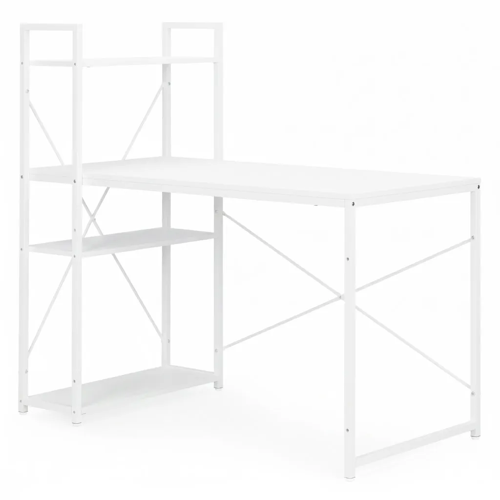 modernhome uredski stol 120 × 60 cm s policom i 3 police – bijeli - slika 7
