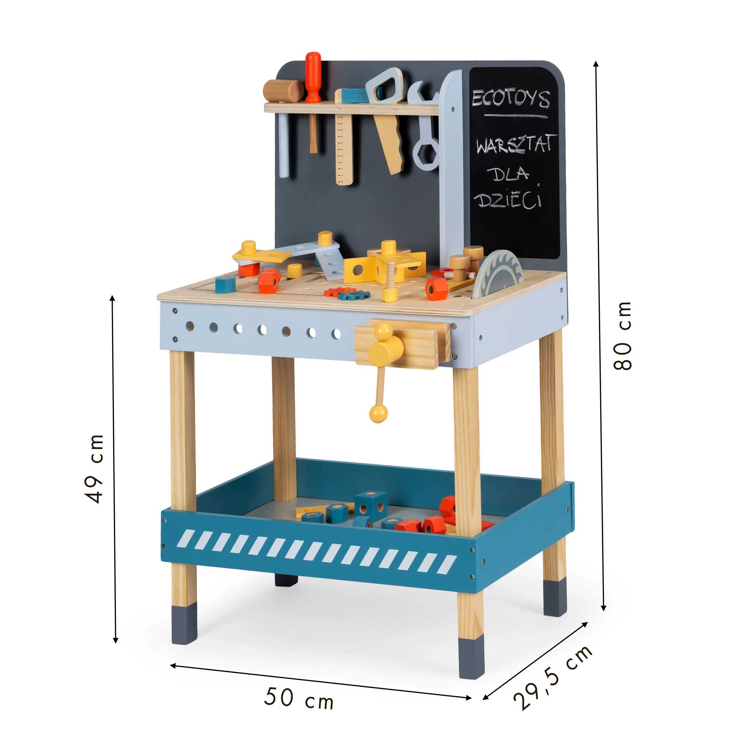 ecotoys esc-w-033 drvena dječja radionica s alatima 47 elemenata - slika 6