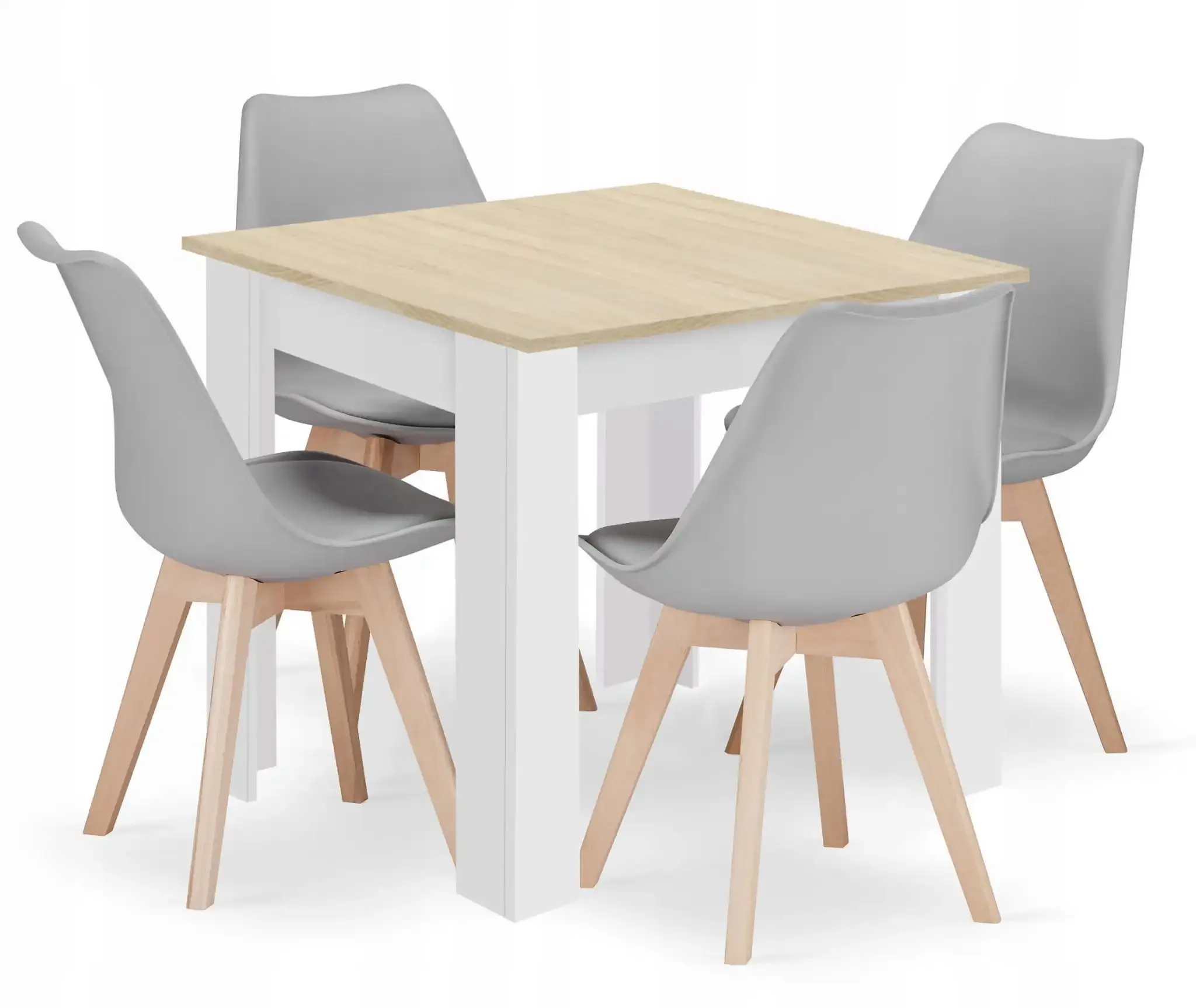 set kvadratni stol 80x80 sonoma hrast + 4 mark sive stolice - slika 2