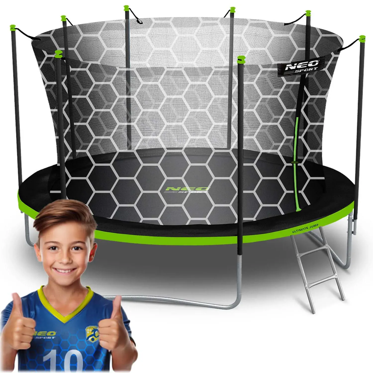 neo-sport vrtni trampolin 435 cm (14 ft) s unutarnjom mrežom i ljestvama - slika 2