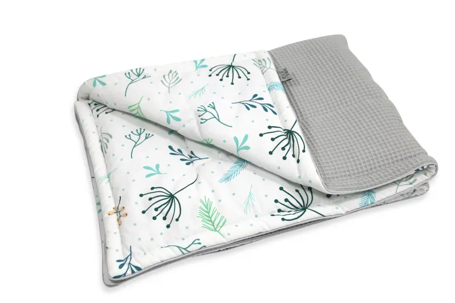 pamučna deka cotton-waffel 75x100 pastel sprigs i siva - slika 2