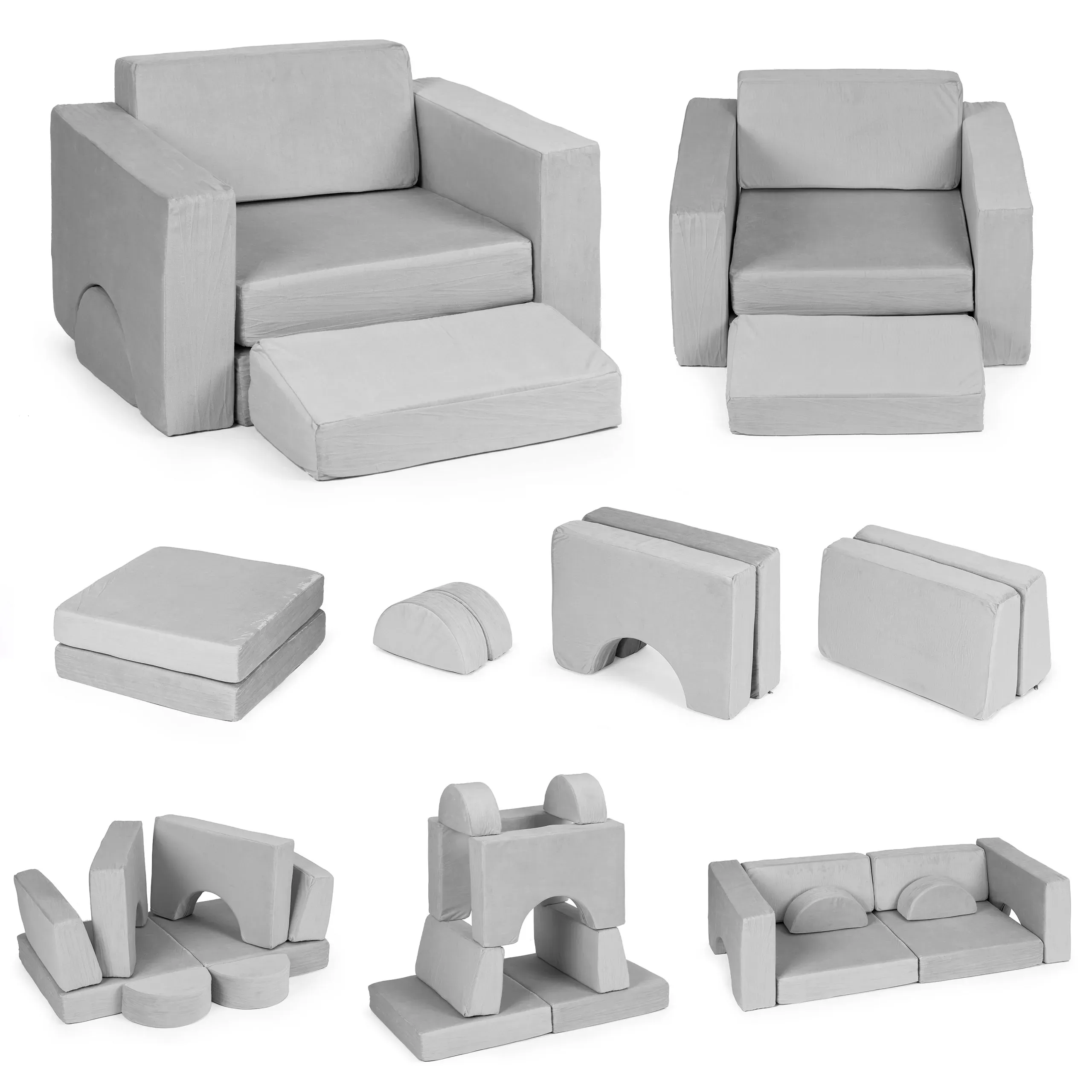 ecotoys diy modularna sofa sa 8 jastuka - siva - slika 2