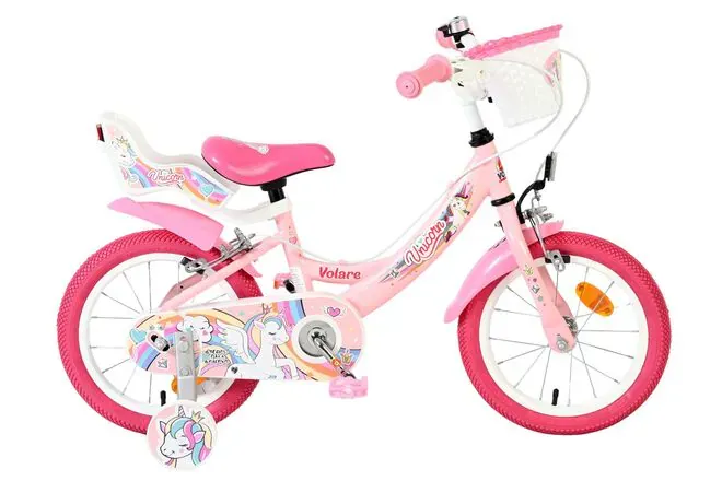 volare dječji bicikl unicorn 14″ ružičaste boje, s dvije ručne kočnice - slika 2