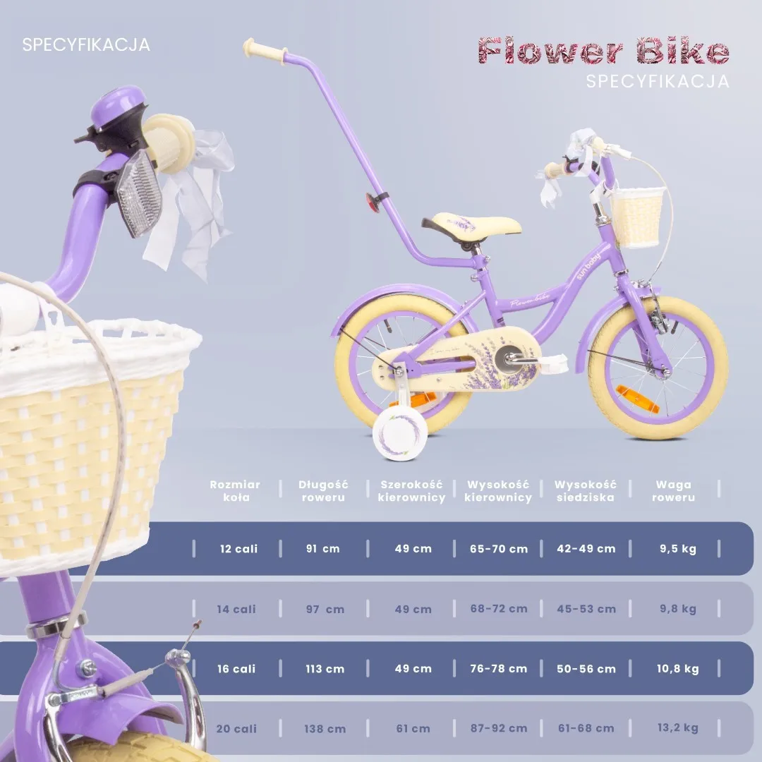 dječji bicikl guralica flower 14" - lavanda - slika 9