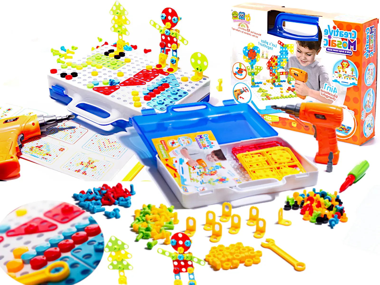 kreativni set odvijač, bušilica, vijci, kockice, 237 elemenata - slika 2