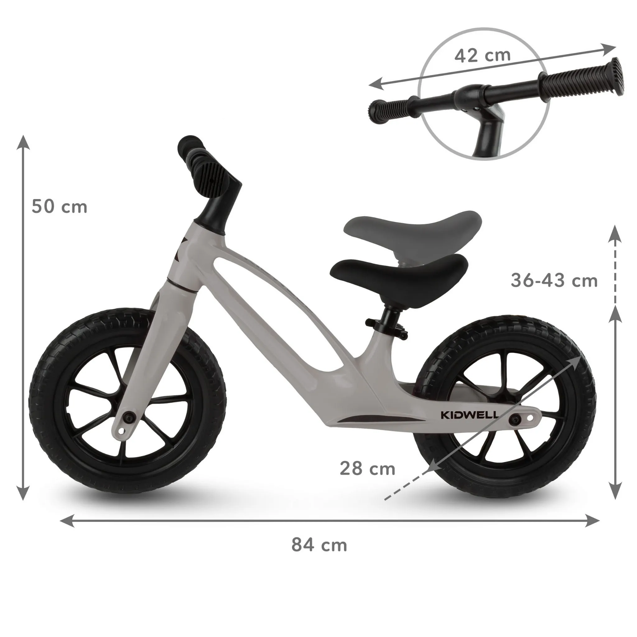 kidwell vito dječji bicikl bez pedala, sivi - slika 6