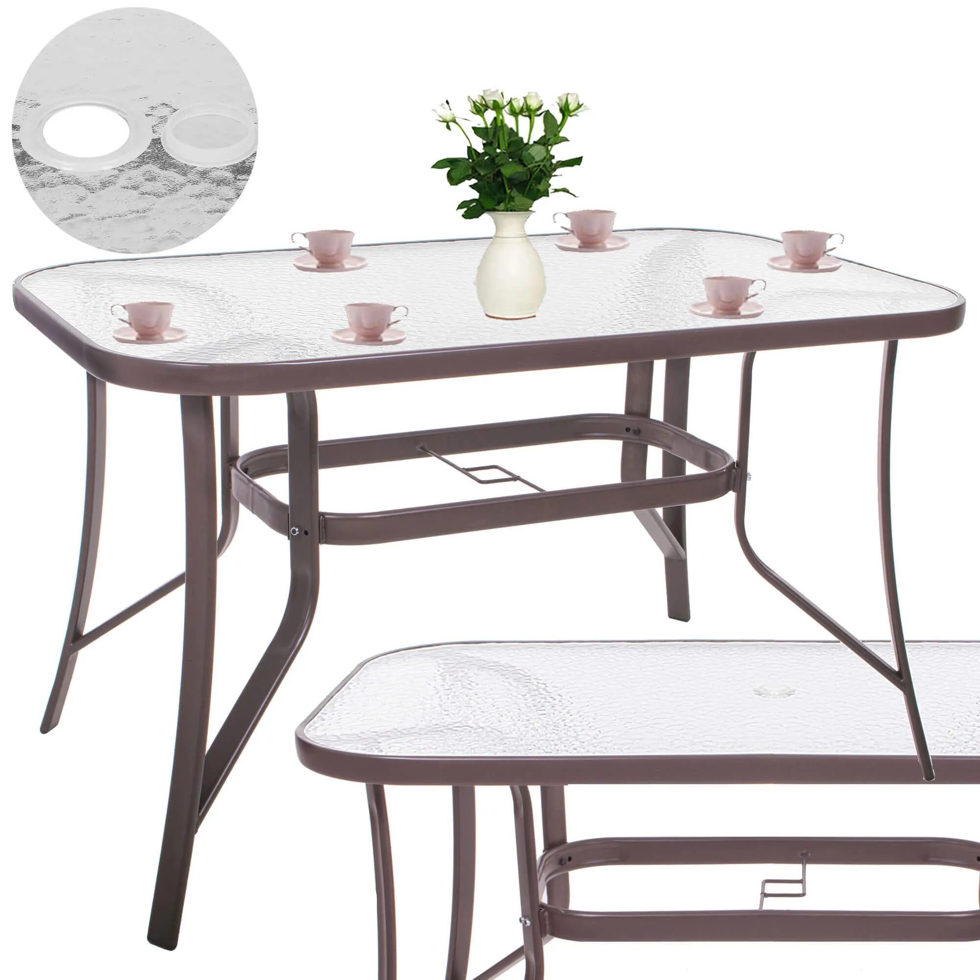 springos stakleni vrtni stol 120 x 70 x 70 cm smeđi - slika 5