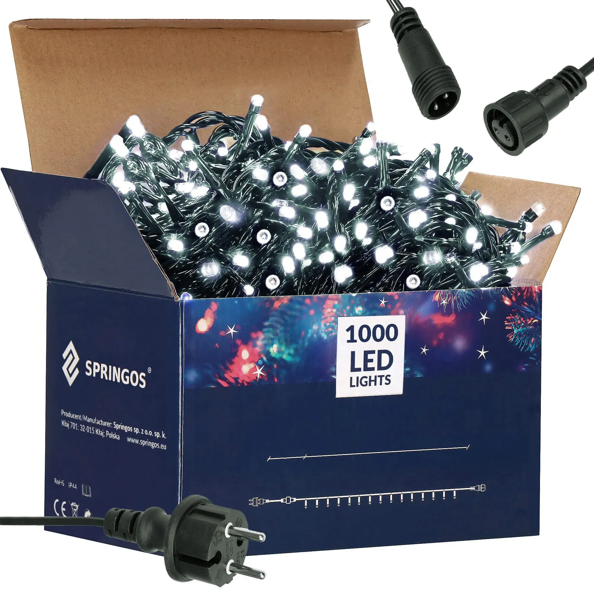 springos božićne lampice, 1000 led, 60 m ,hladno bijele - slika 2