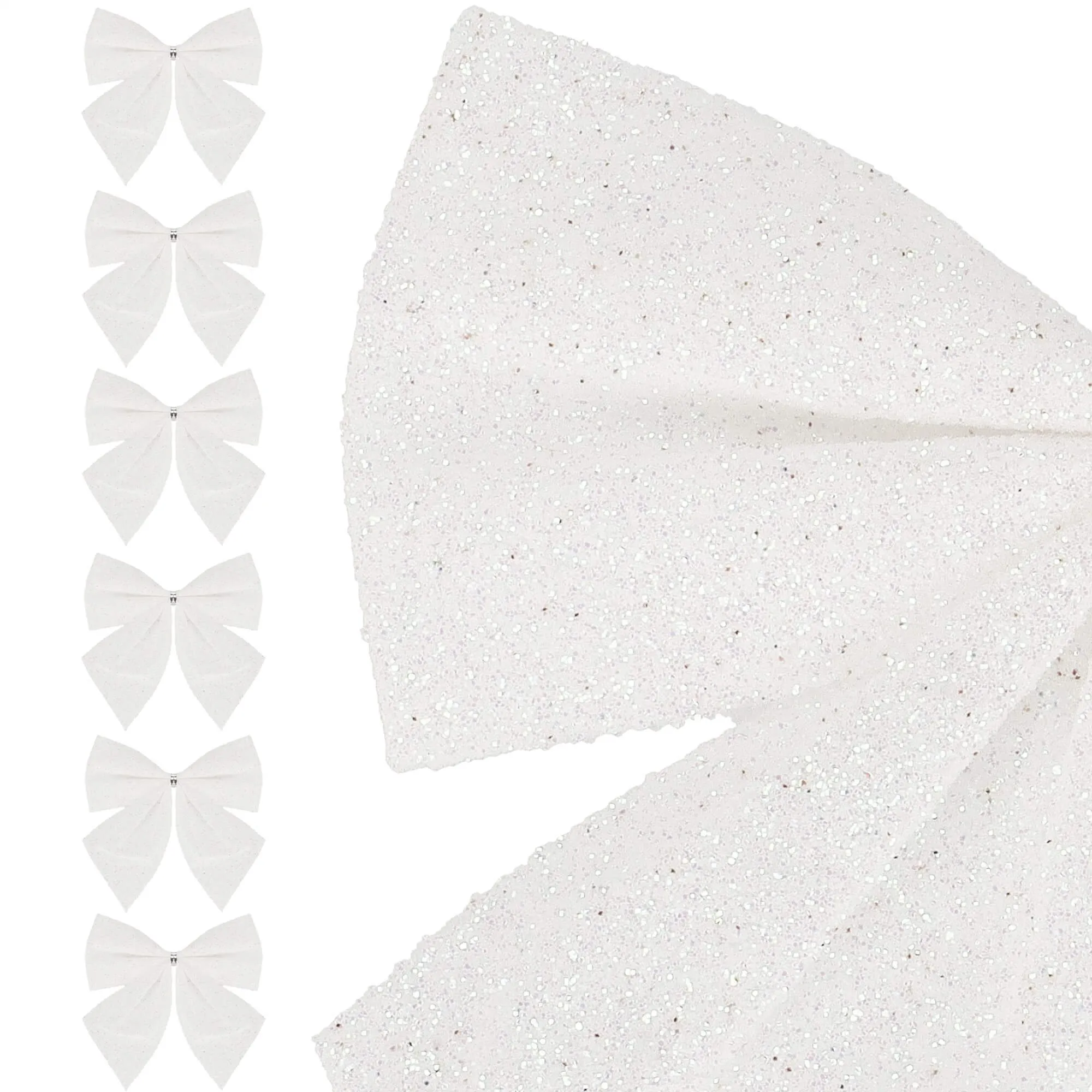 božićne mašne 8 × 8 cm – set 6 komada bijele - slika 4