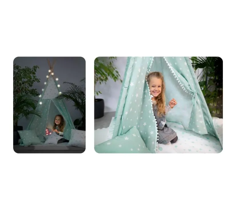 nukido teepee šator za djecu s svjetlima - boja mente - slika 5