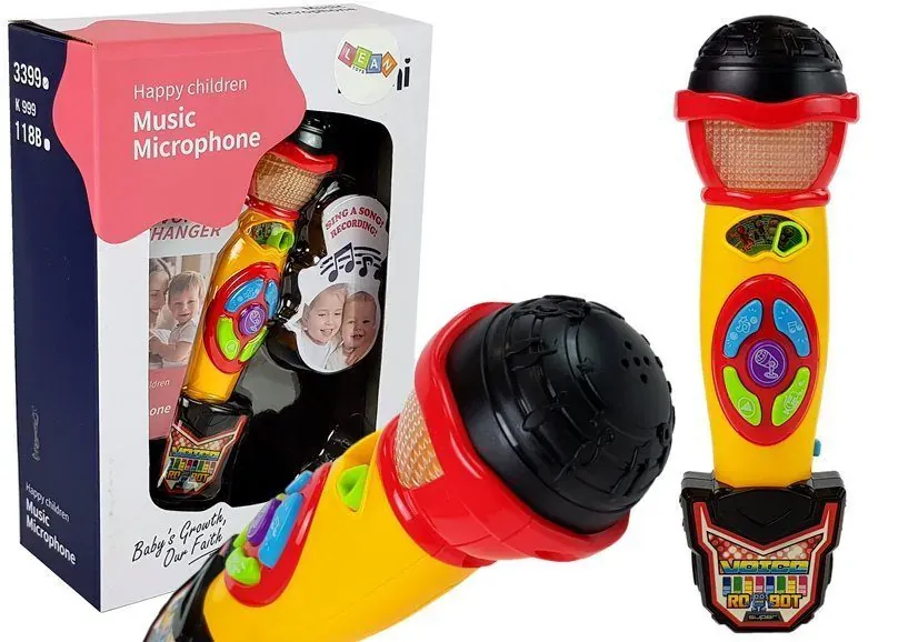 mikrofon za karaoke i snimanje pjesama žuto - crni - slika 2