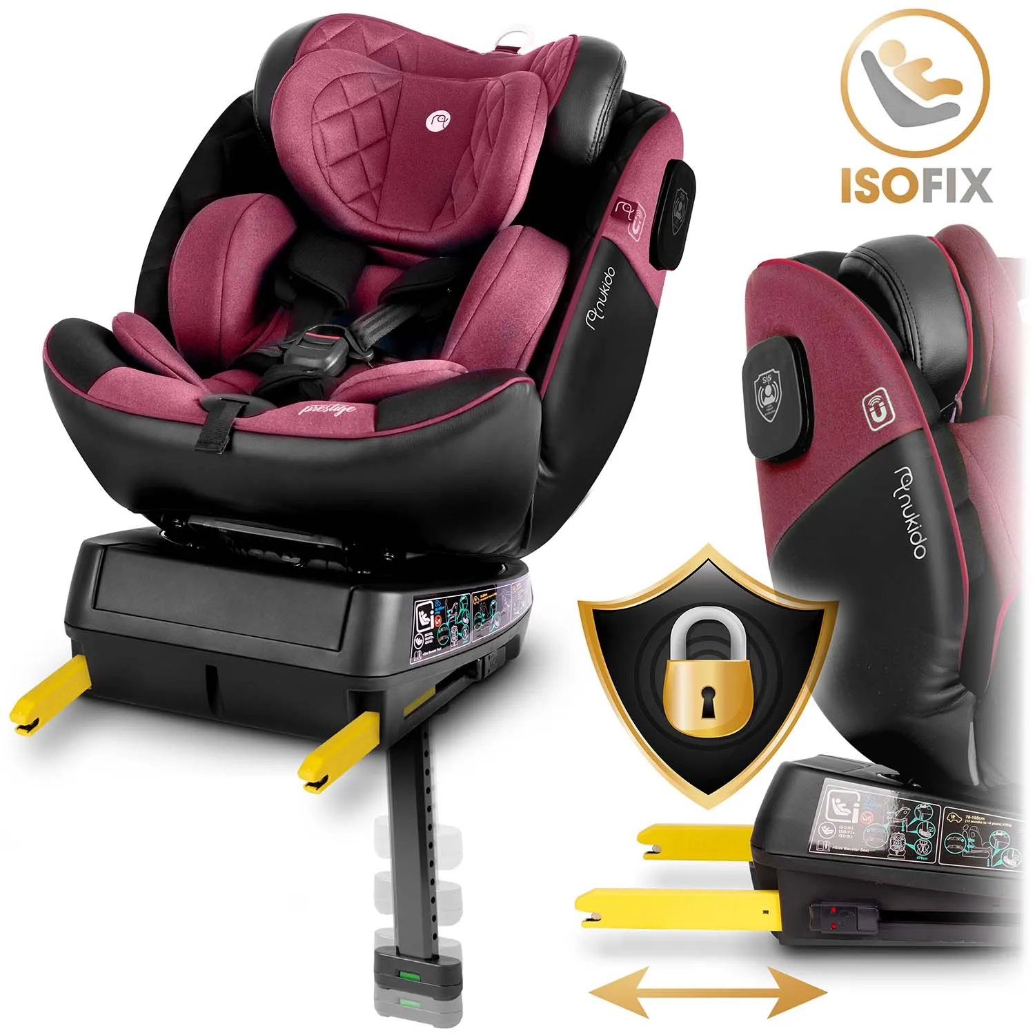 nukido prestige line crna i roza autosjedalica 0-36 kg isofix - slika 6
