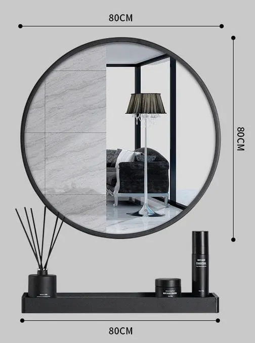 elegantno ogledalo s policom – crna boja, 80 cm - slika 5