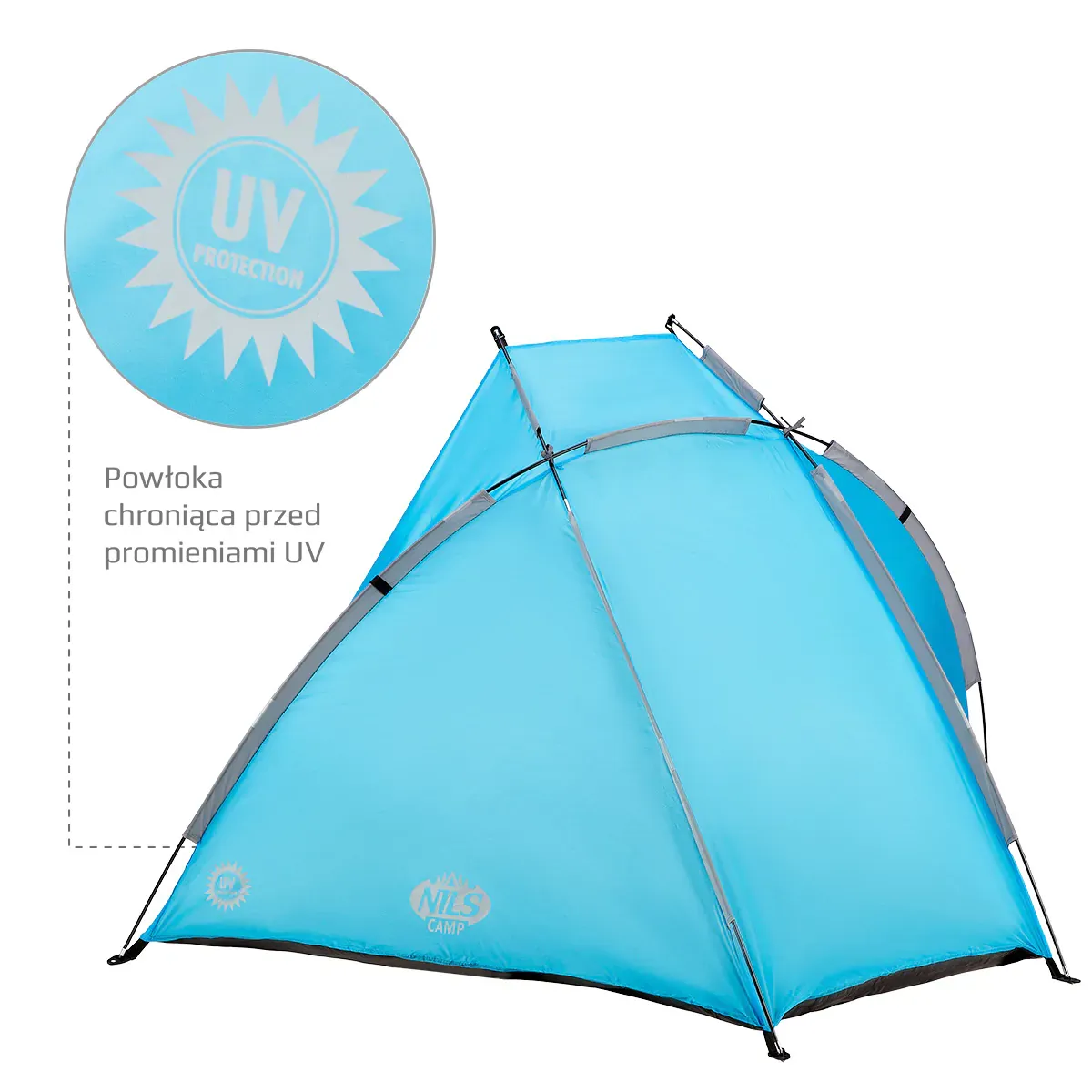 plavi šator za plažu 105x210x110cm nils camp - slika 3