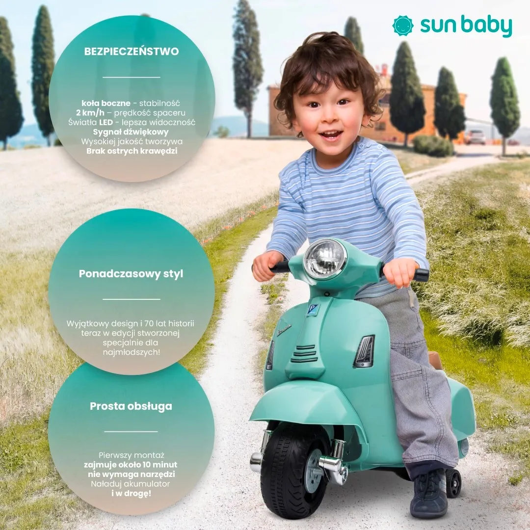 skuter vespa na akumulator - tirkizni - slika 5
