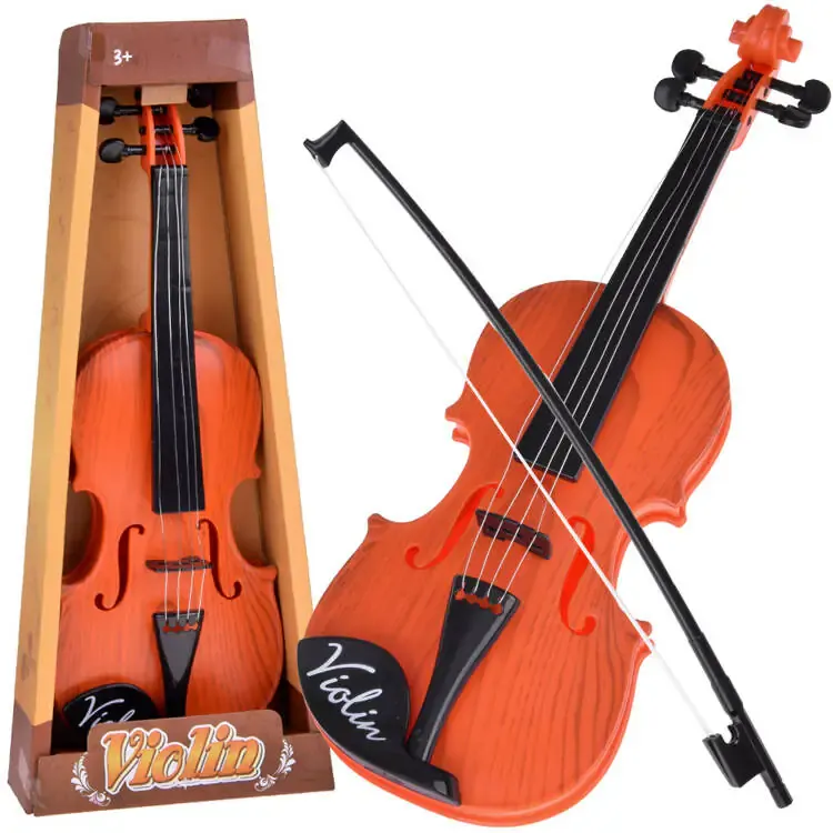 plastična violina s gudalom, igračka za djecu, 42 cm, svjetlo smeđa - slika 2